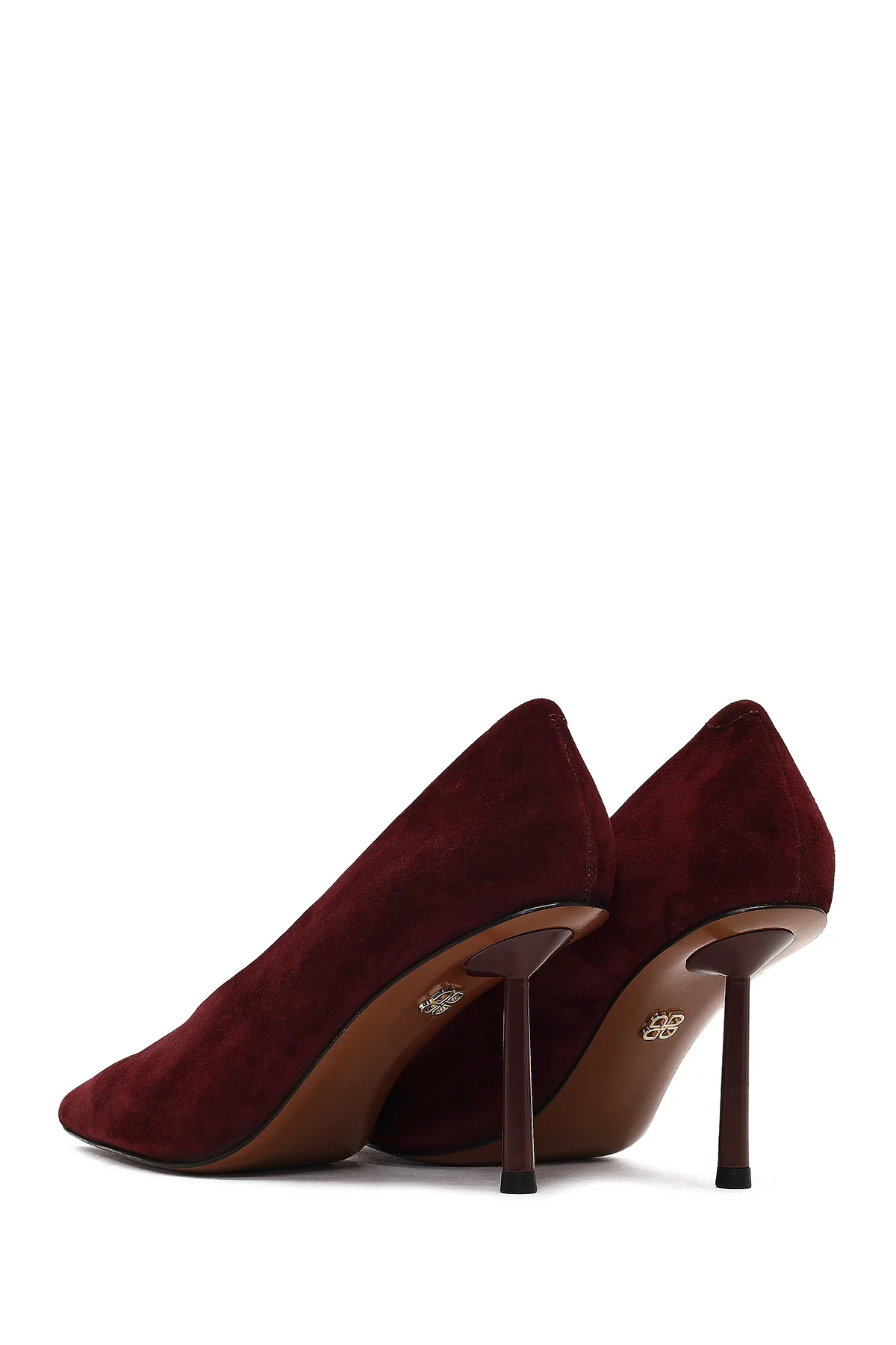 Kadın Bordo İnce Topuklu Süet Deri Stiletto - Image 6