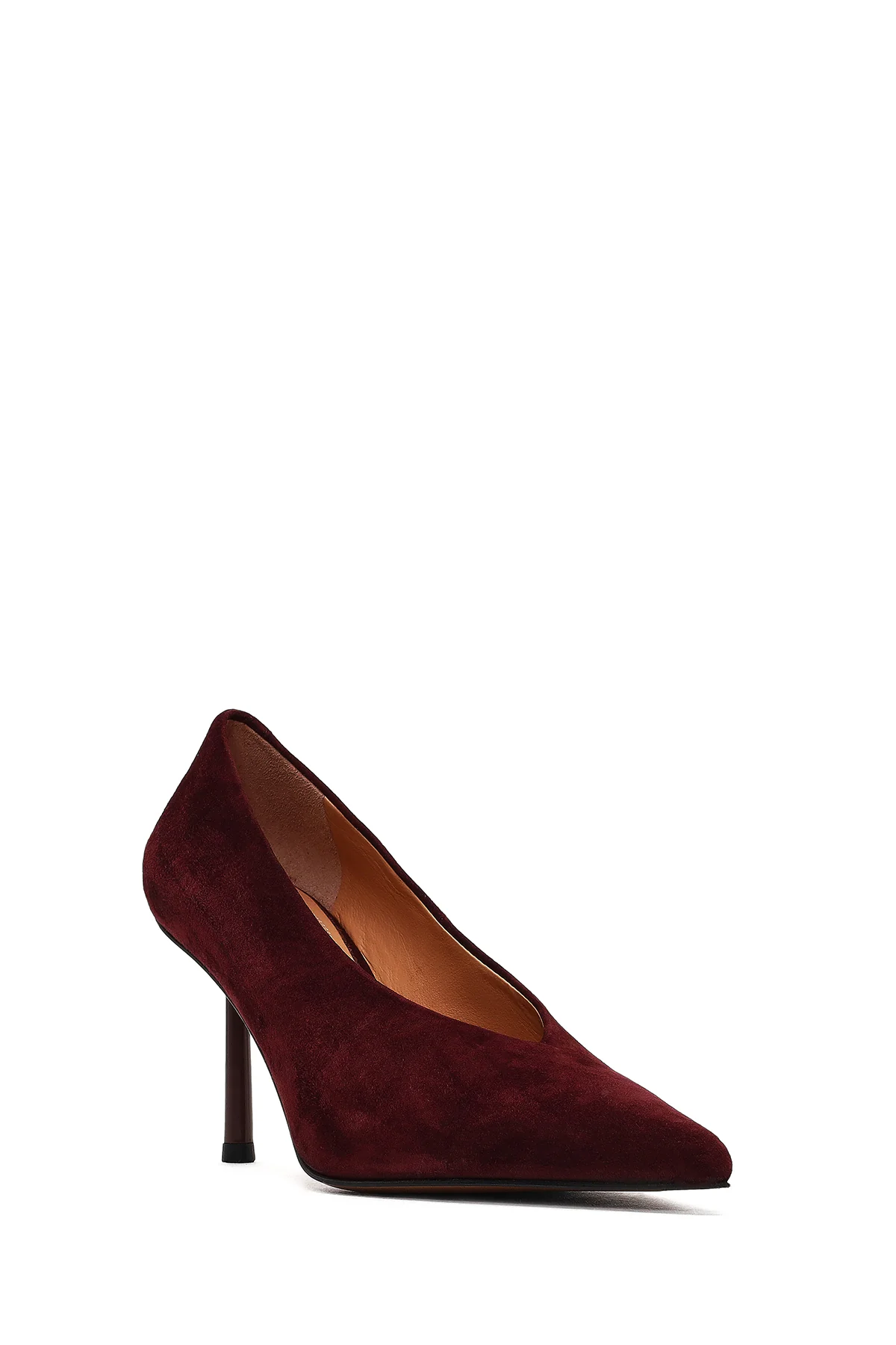 Kadın Bordo İnce Topuklu Süet Deri Stiletto - Image 7