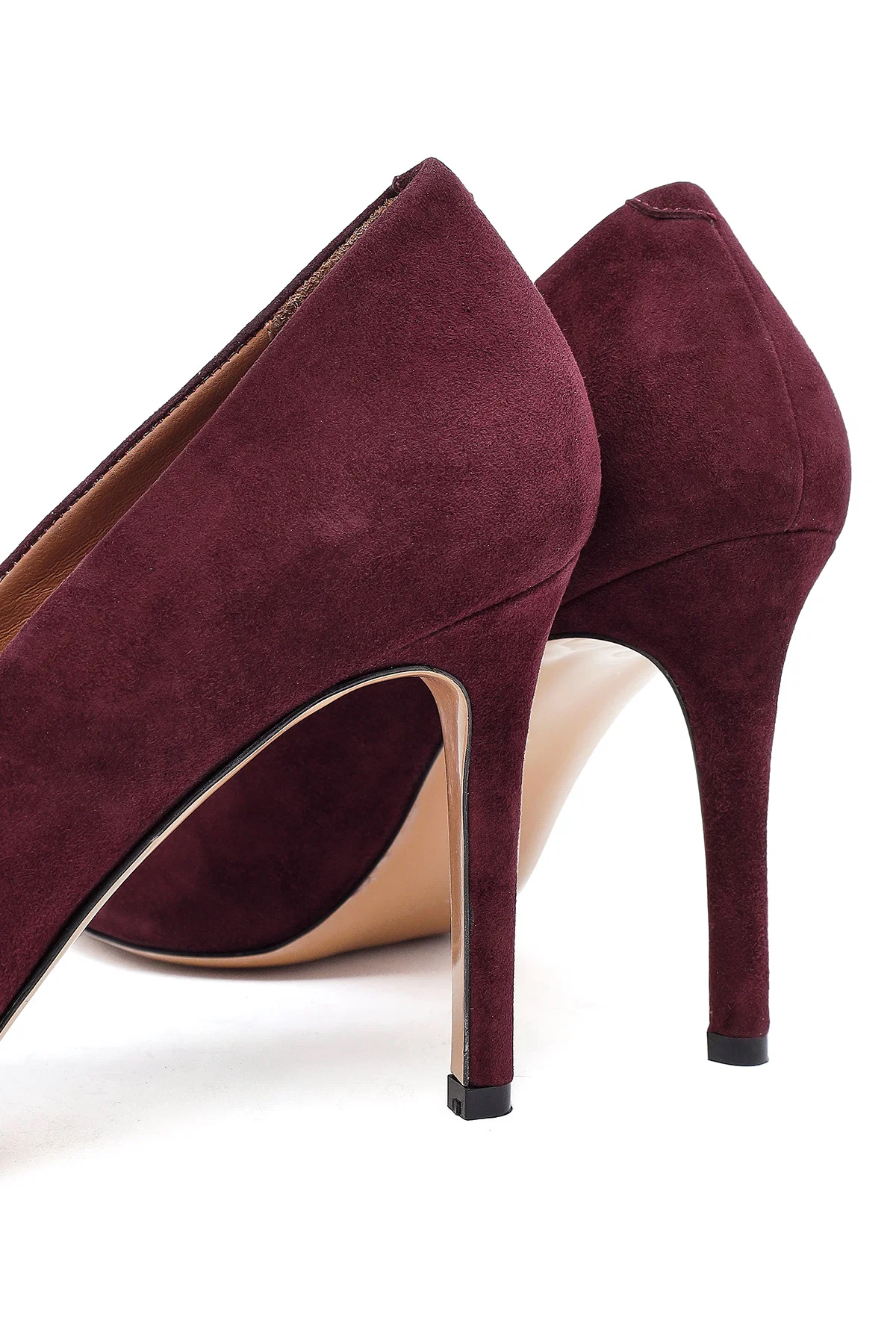 Kadın Bordo İnce Topuklu Süet Deri Stiletto - Image 11