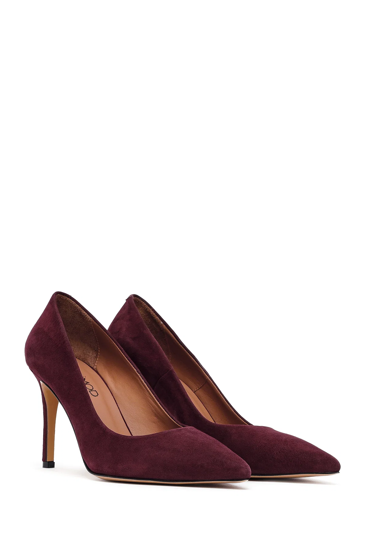 Kadın Bordo İnce Topuklu Süet Deri Stiletto - Image 3