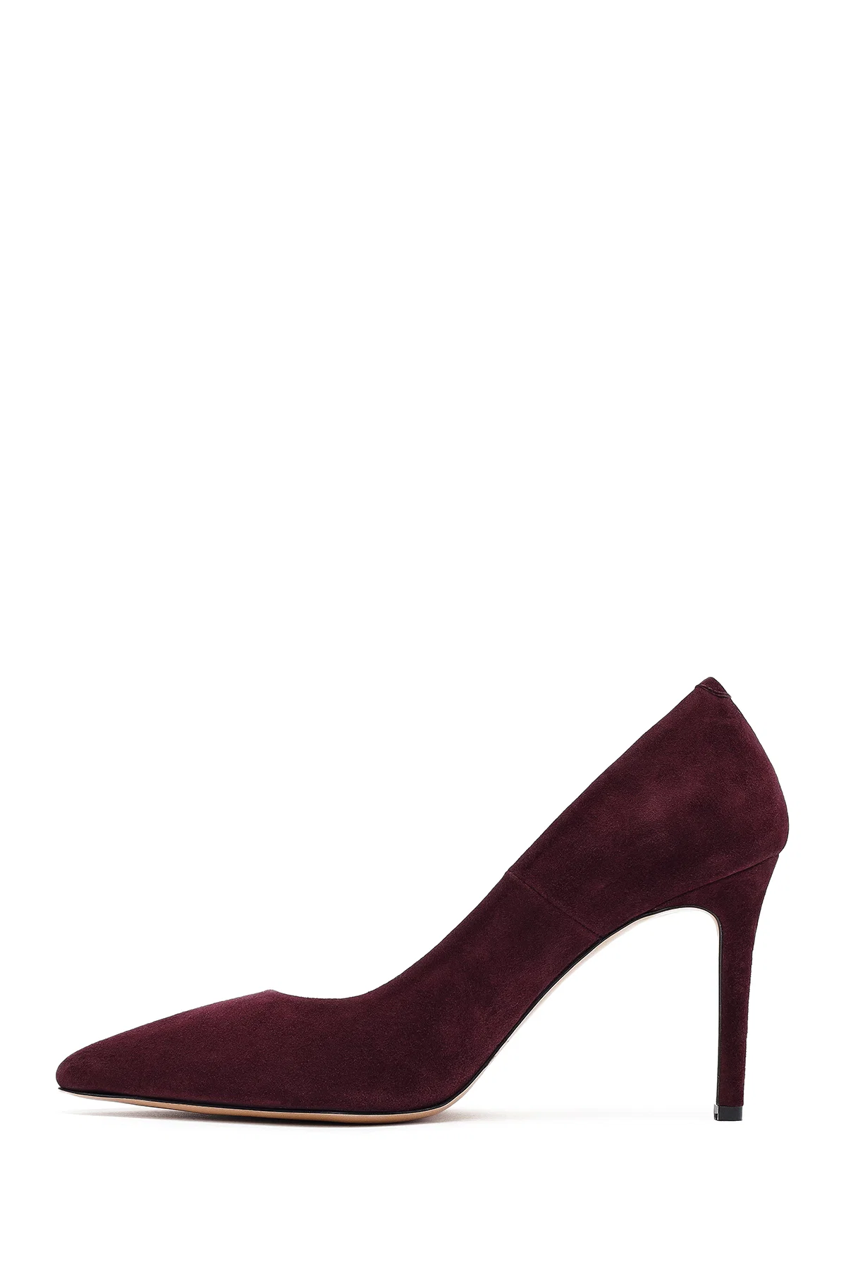 Kadın Bordo İnce Topuklu Süet Deri Stiletto - Image 4