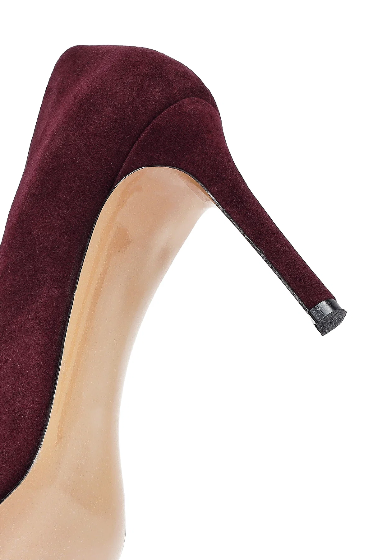 Kadın Bordo İnce Topuklu Süet Deri Stiletto - Image 9