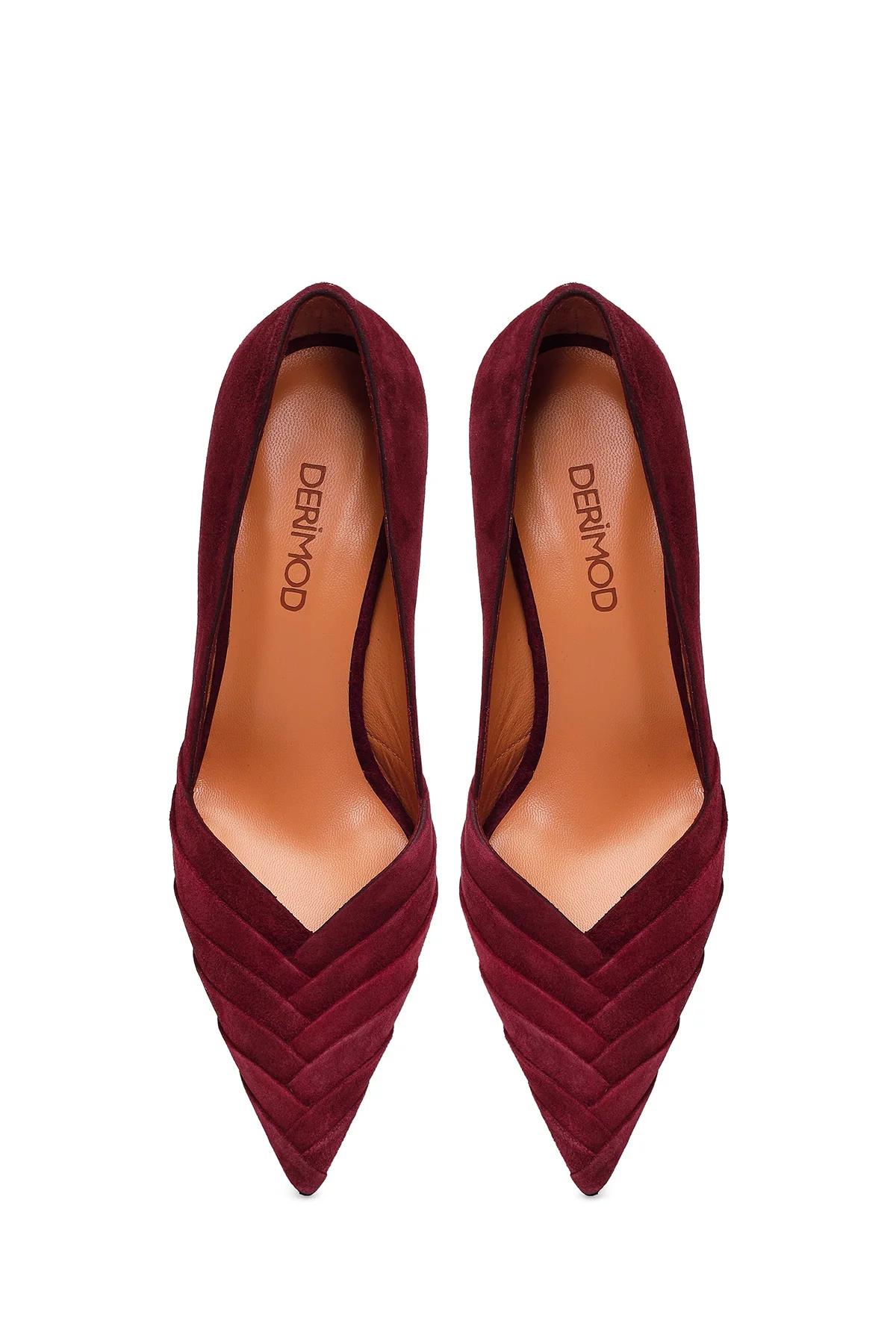 Kadın Bordo İnce Topuklu Süet Deri Stiletto - Image 5