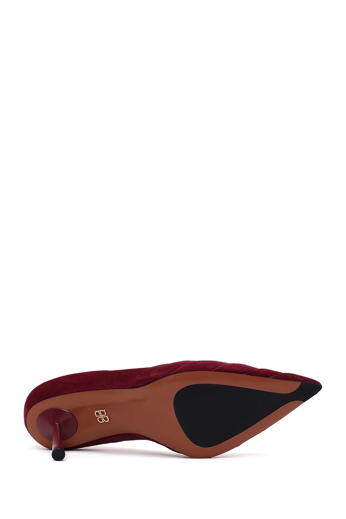 Kadın Bordo İnce Topuklu Süet Deri Stiletto - Image 6