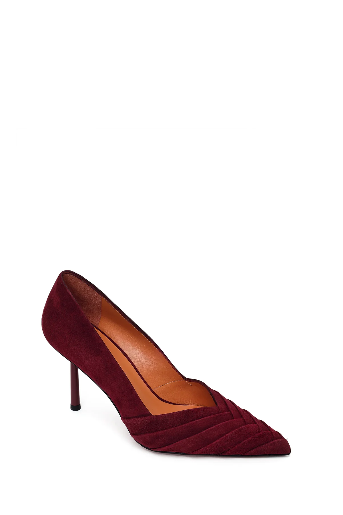 Kadın Bordo İnce Topuklu Süet Deri Stiletto - Image 8