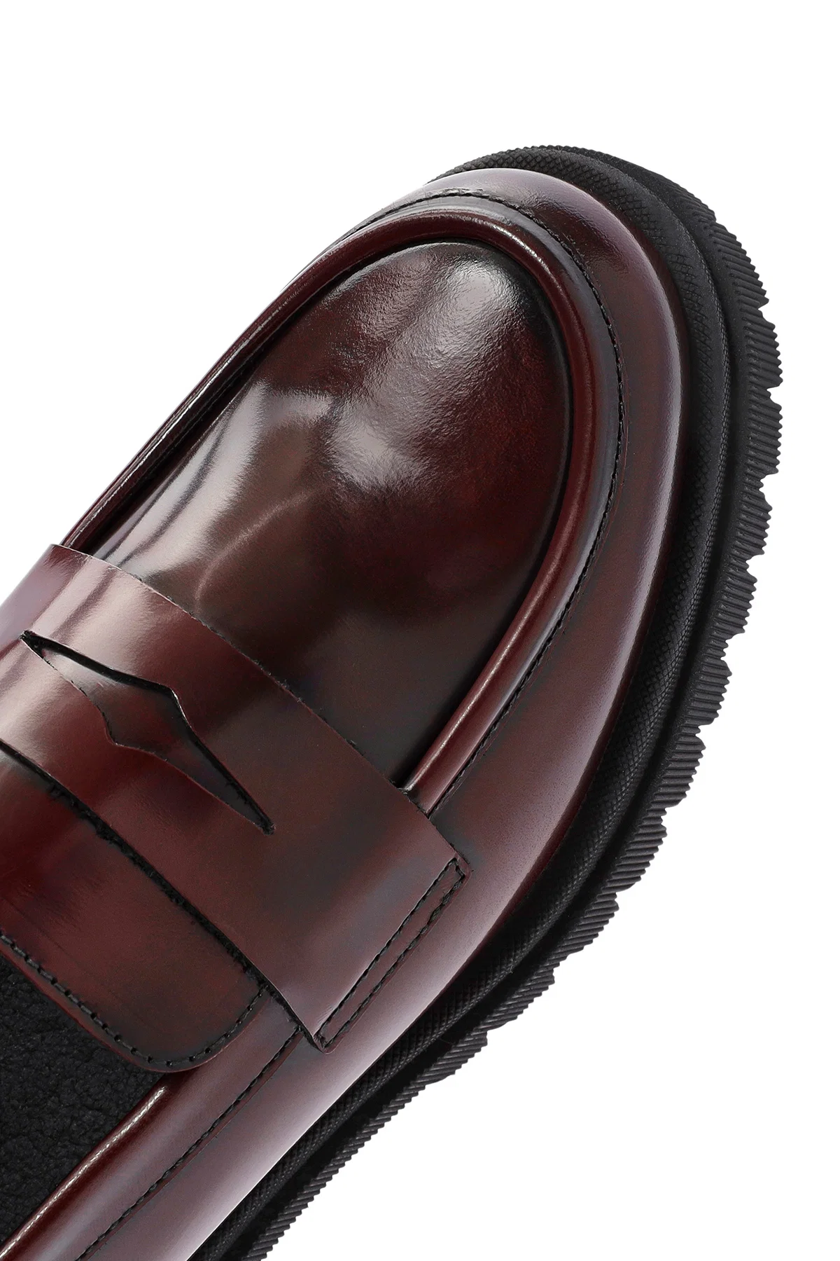 Kadın Bordo Kalın Tabanlı Deri Loafer - Image 10