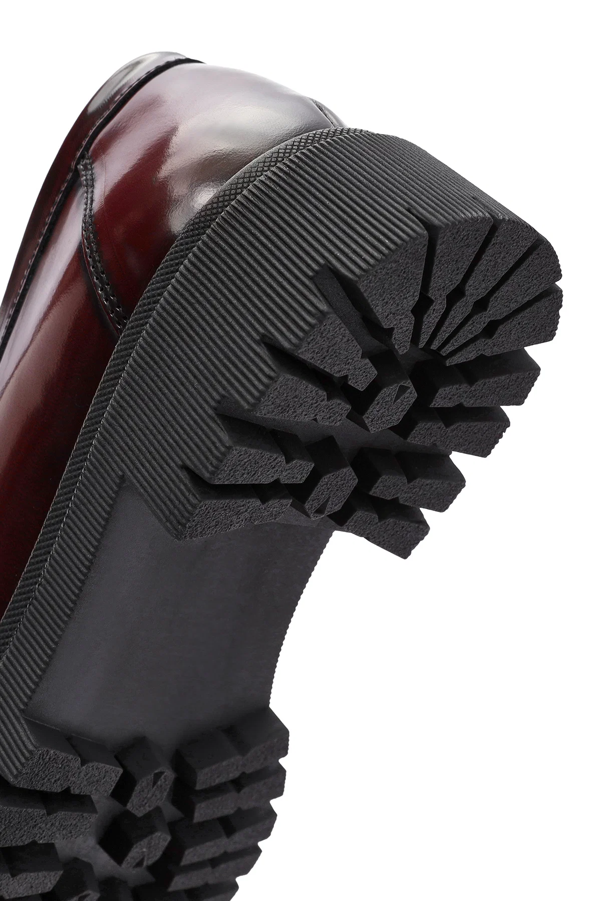 Kadın Bordo Kalın Tabanlı Deri Loafer - Image 8