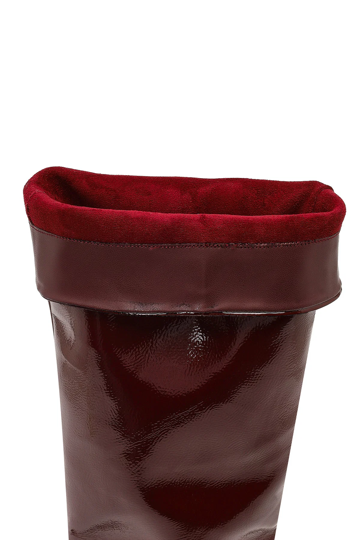 Kadın Bordo Kısa İnce Topuklu Rugan Çizme - Image 8