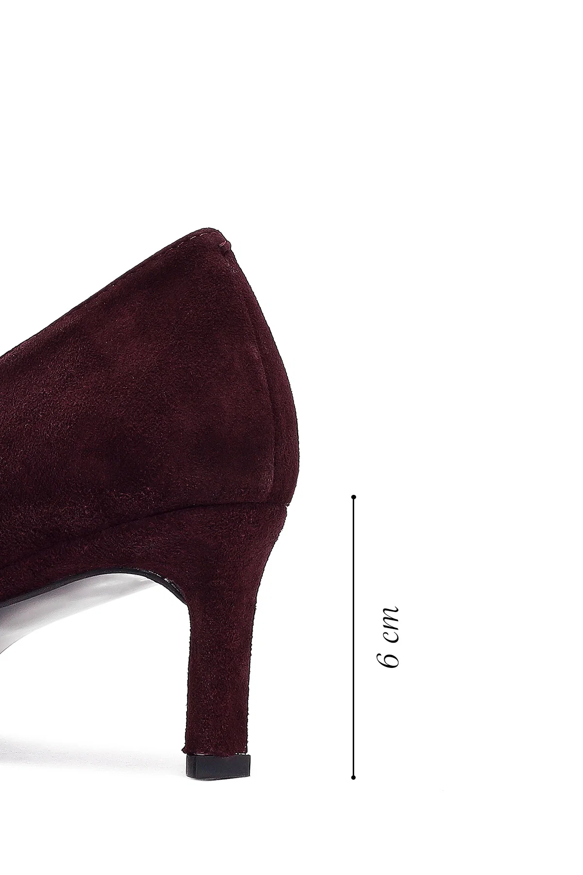Kadın Bordo Kısa İnce Topuklu Süet Deri Stiletto - Image 2