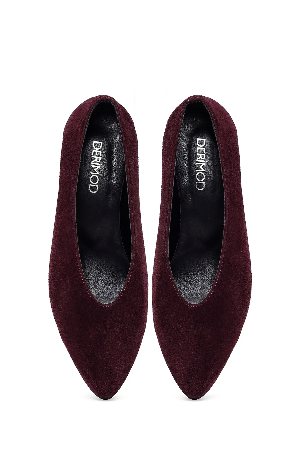 Kadın Bordo Kısa İnce Topuklu Süet Deri Stiletto - Image 8