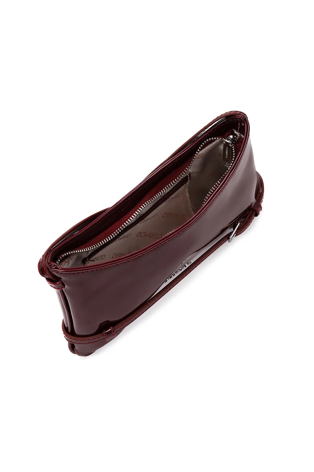 Kadın Bordo Mini Rugan Omuz Çantası - Image 8