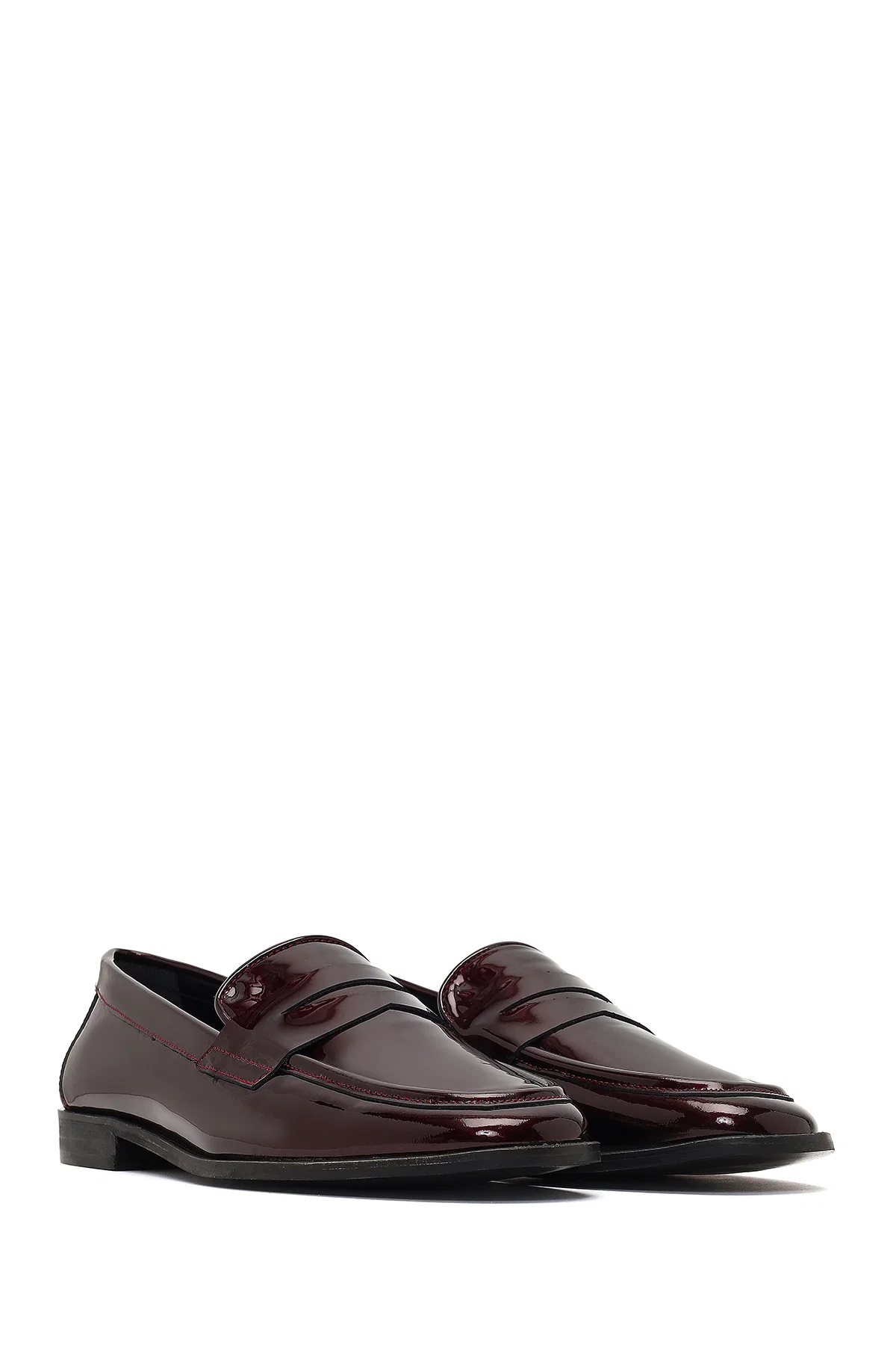 Kadın Bordo Rugan Deri Loafer - Image 3