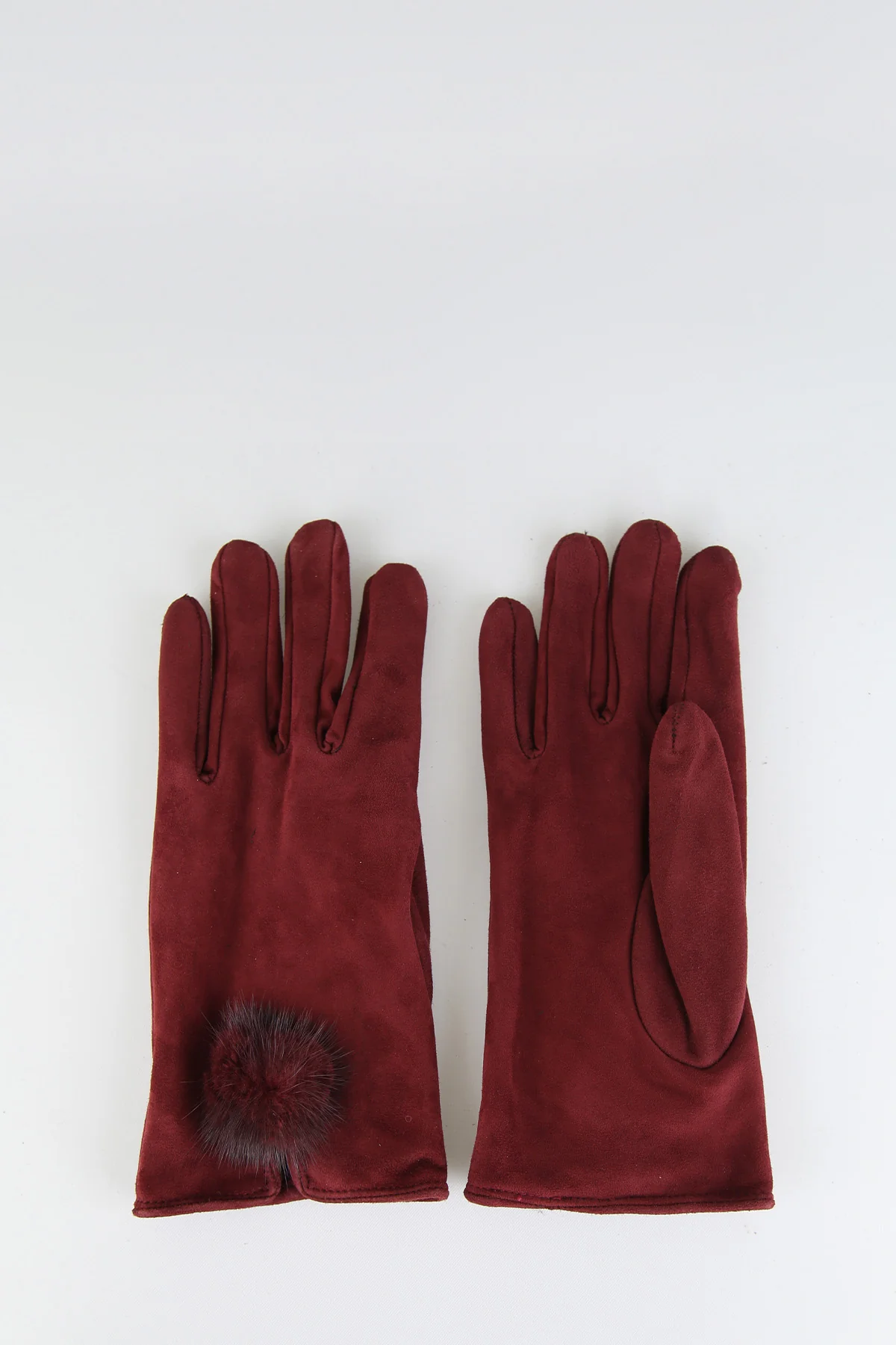 Kadın Bordo Süet Deri Eldiven - Image 5