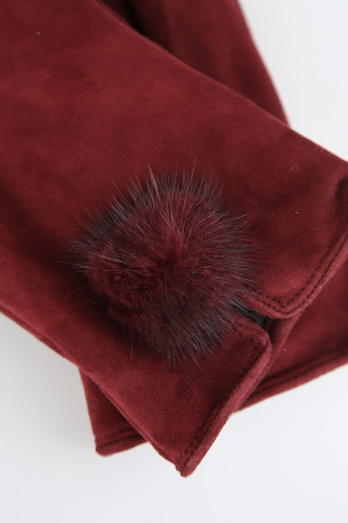 Kadın Bordo Süet Deri Eldiven - Image 6
