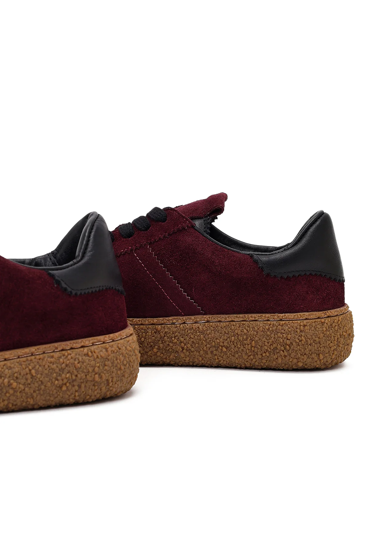 Kadın Bordo Süet Deri Sneaker - Image 10