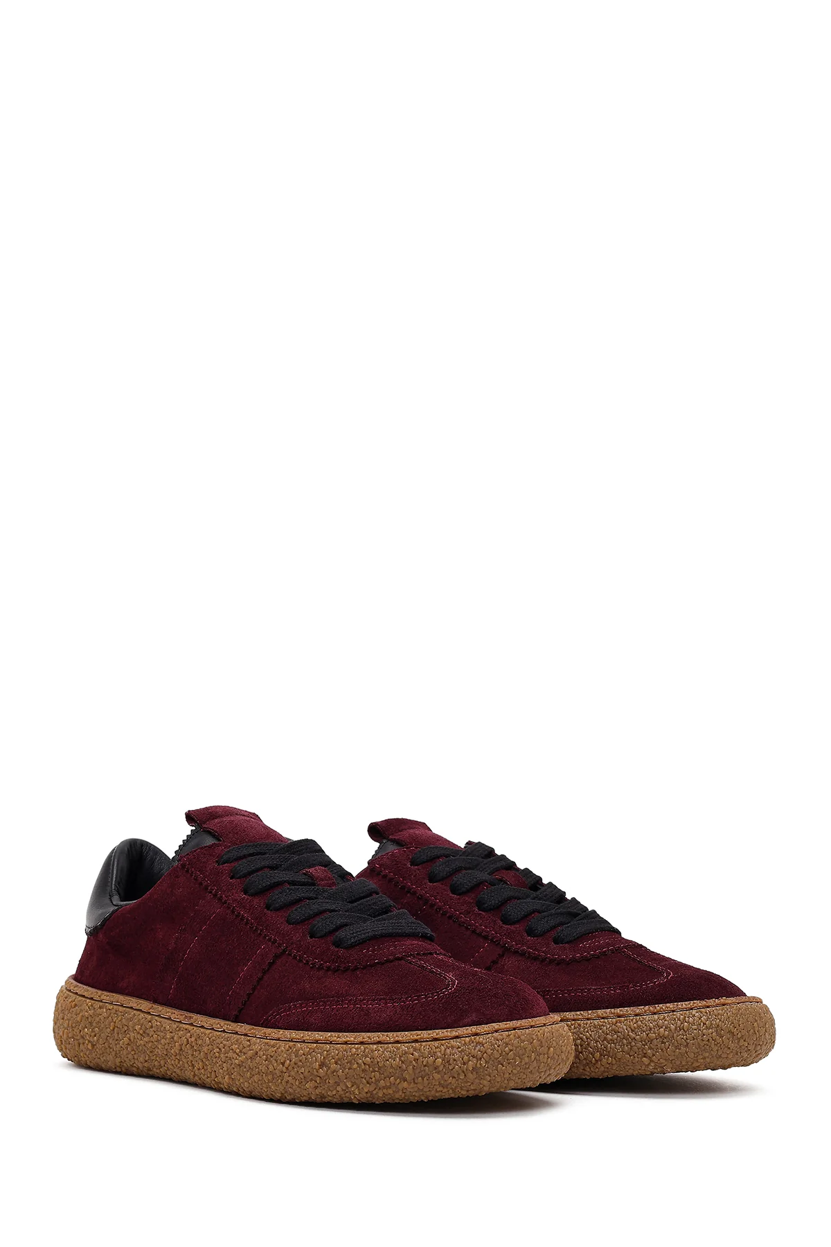 Kadın Bordo Süet Deri Sneaker - Image 2