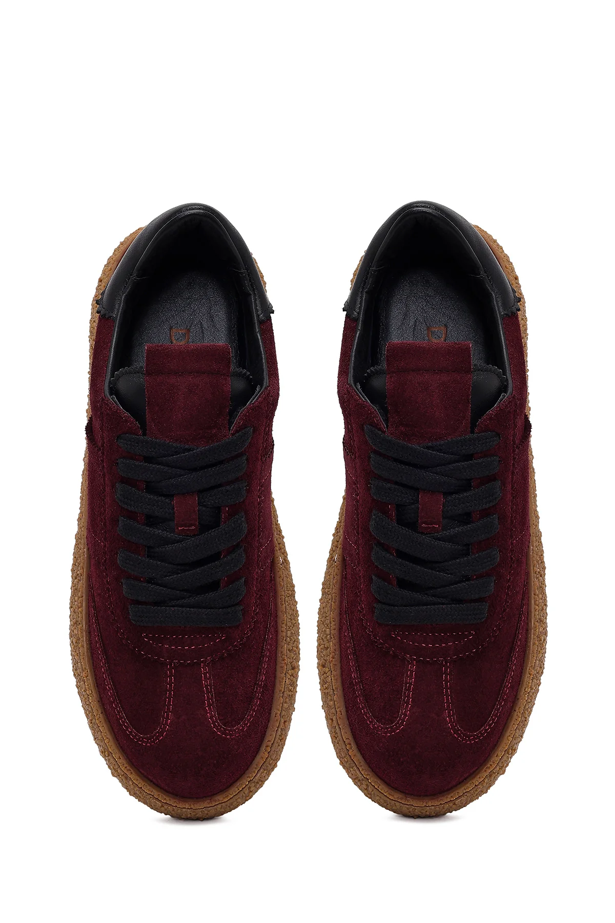 Kadın Bordo Süet Deri Sneaker - Image 4