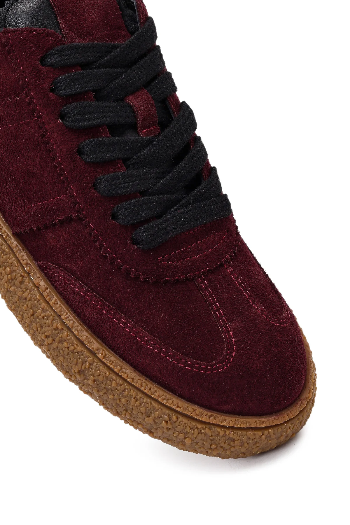 Kadın Bordo Süet Deri Sneaker - Image 9