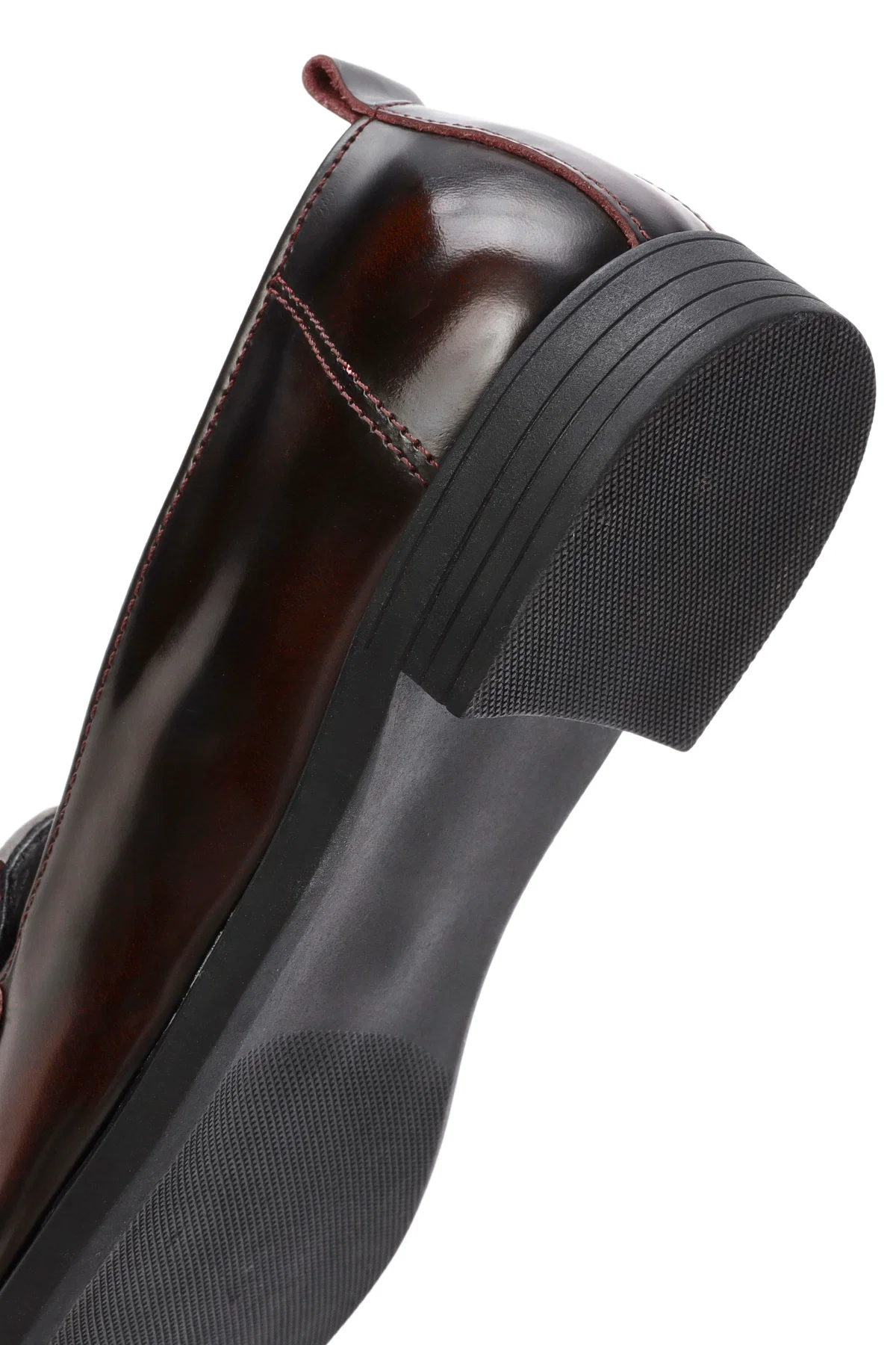 Kadın Bordo Toka Detaylı Deri Maskülen Loafer - Image 8