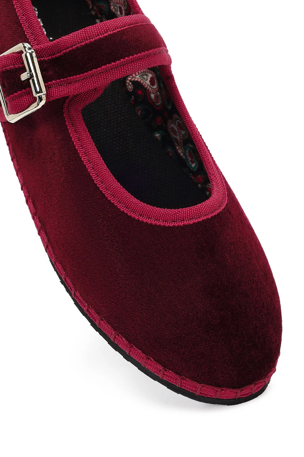 Kadın Bordo Tokalı Kumaş Babet - Image 10