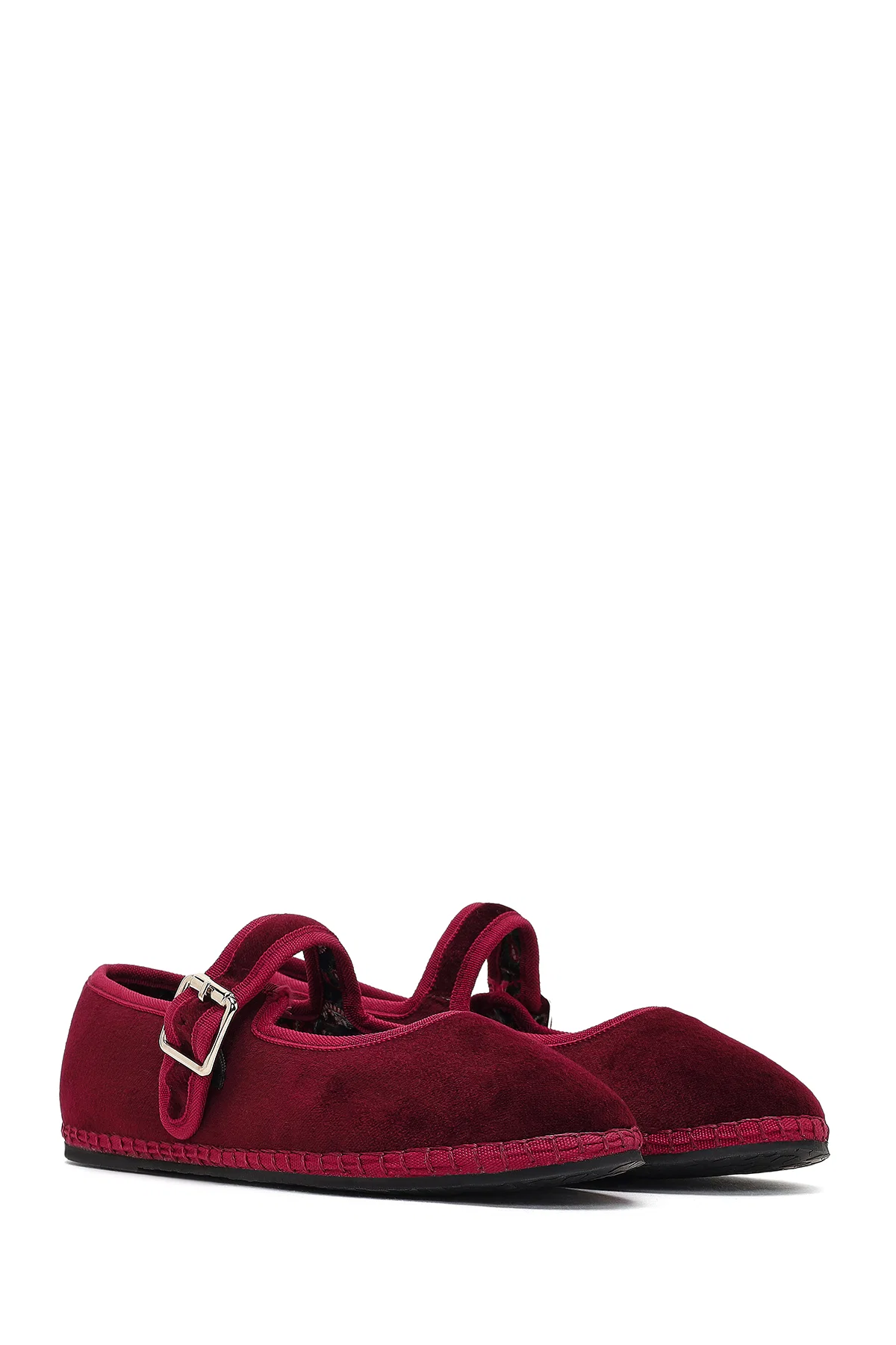 Kadın Bordo Tokalı Kumaş Babet - Image 3