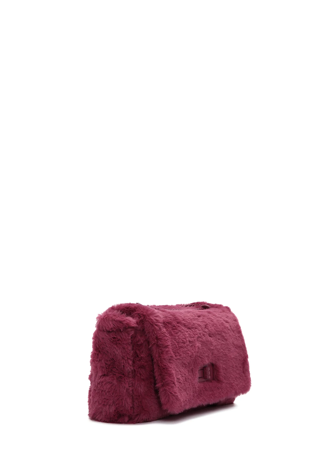 Kadın Bordo Uzun Askılı Peluş Çapraz Çanta - Image 5