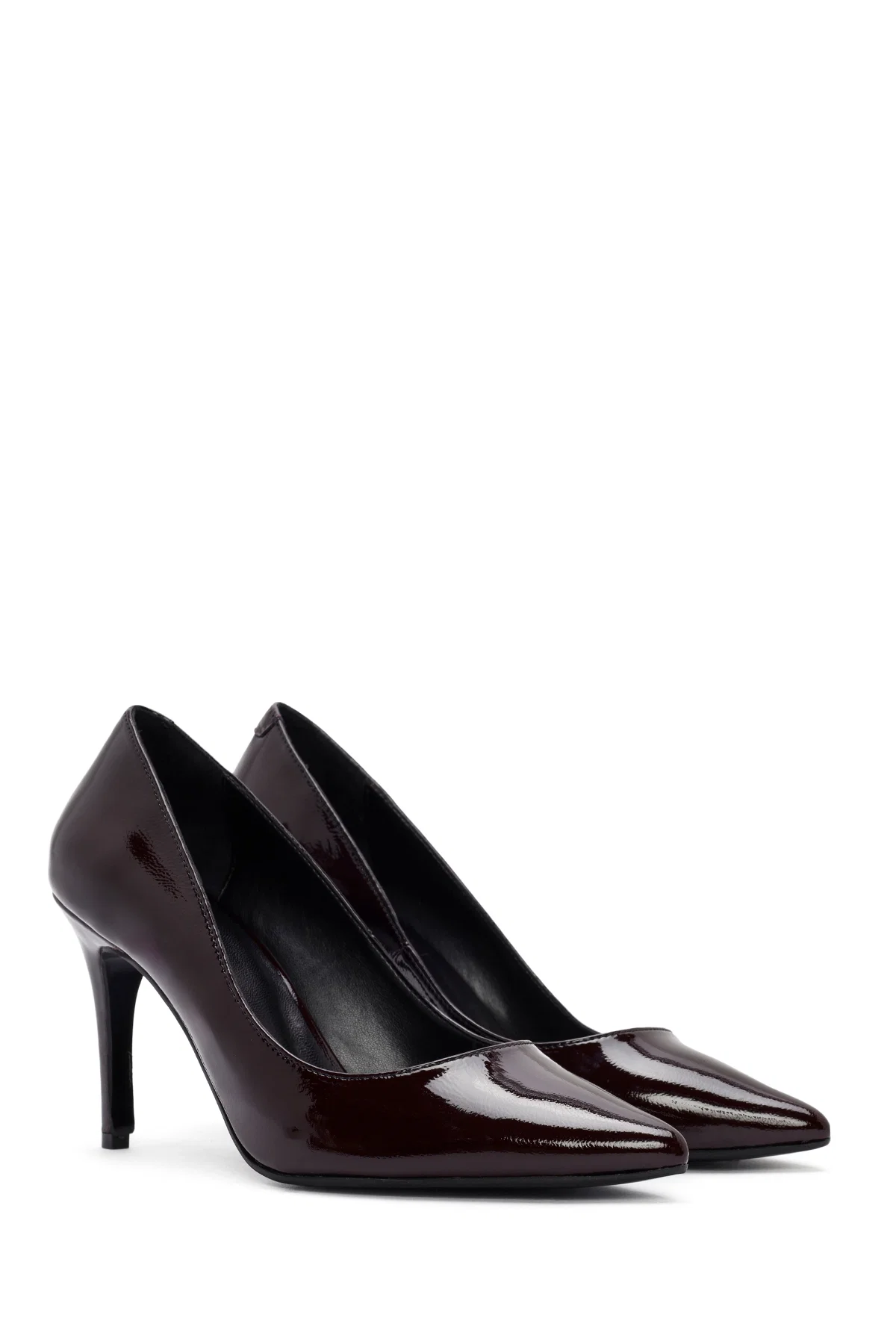 Kadın Bordo Yüksek İnce Topuklu Rugan Deri Stiletto - Image 3