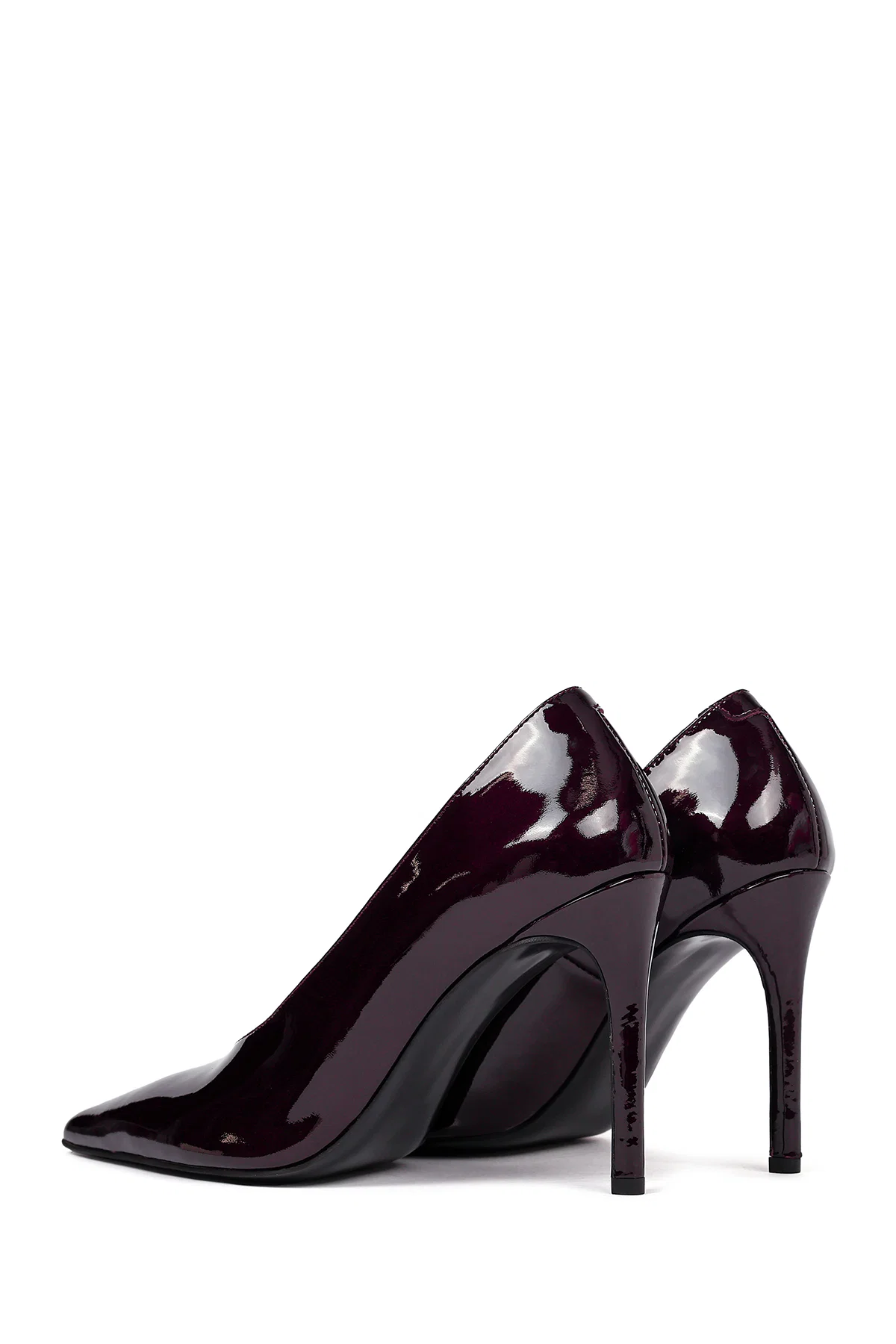 Kadın Bordo İnce Topuklu Rugan Deri Stiletto - Image 6