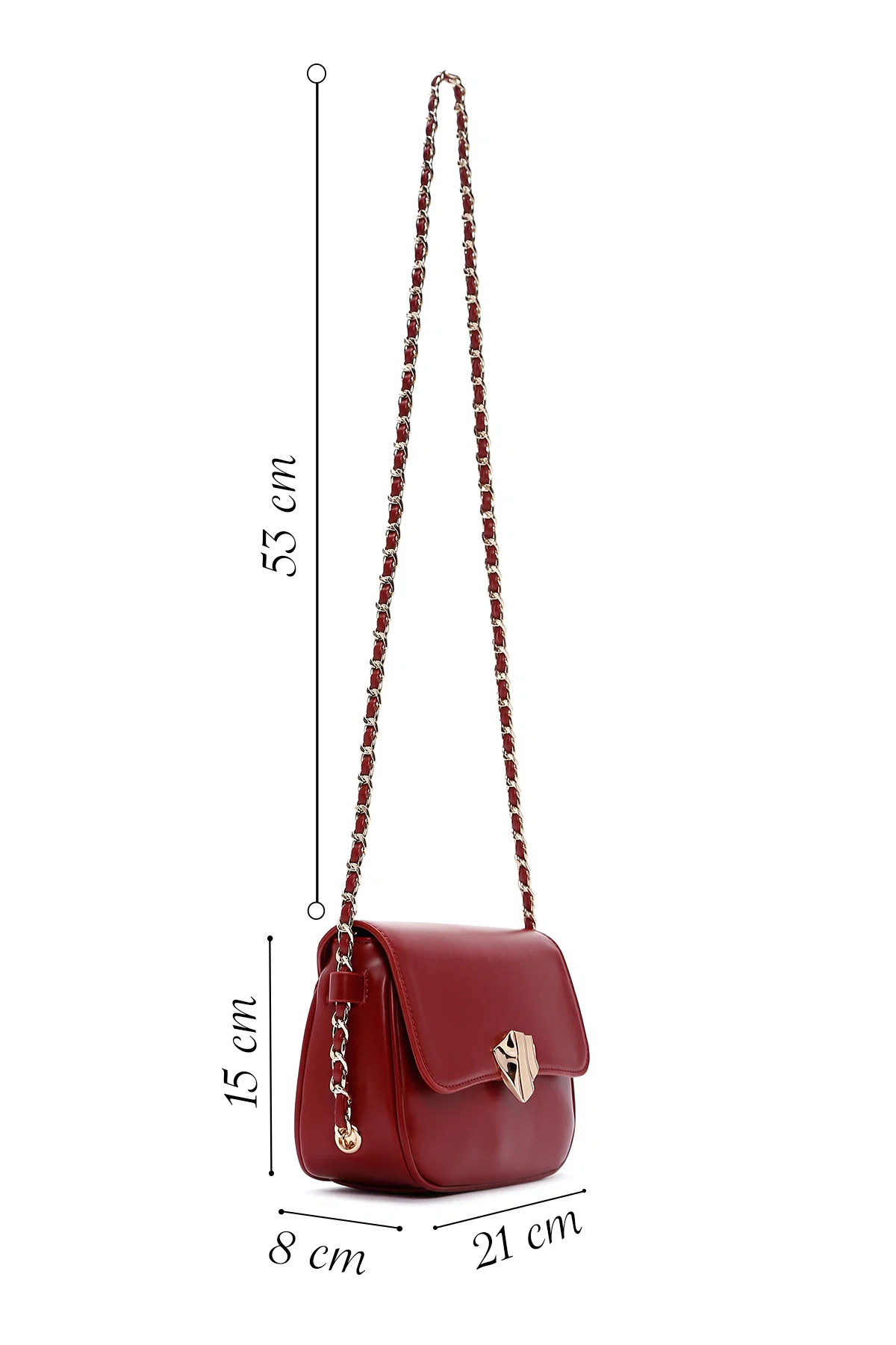Kadın Bordo Zincir Askılı Mini Çapraz Çanta - Image 2