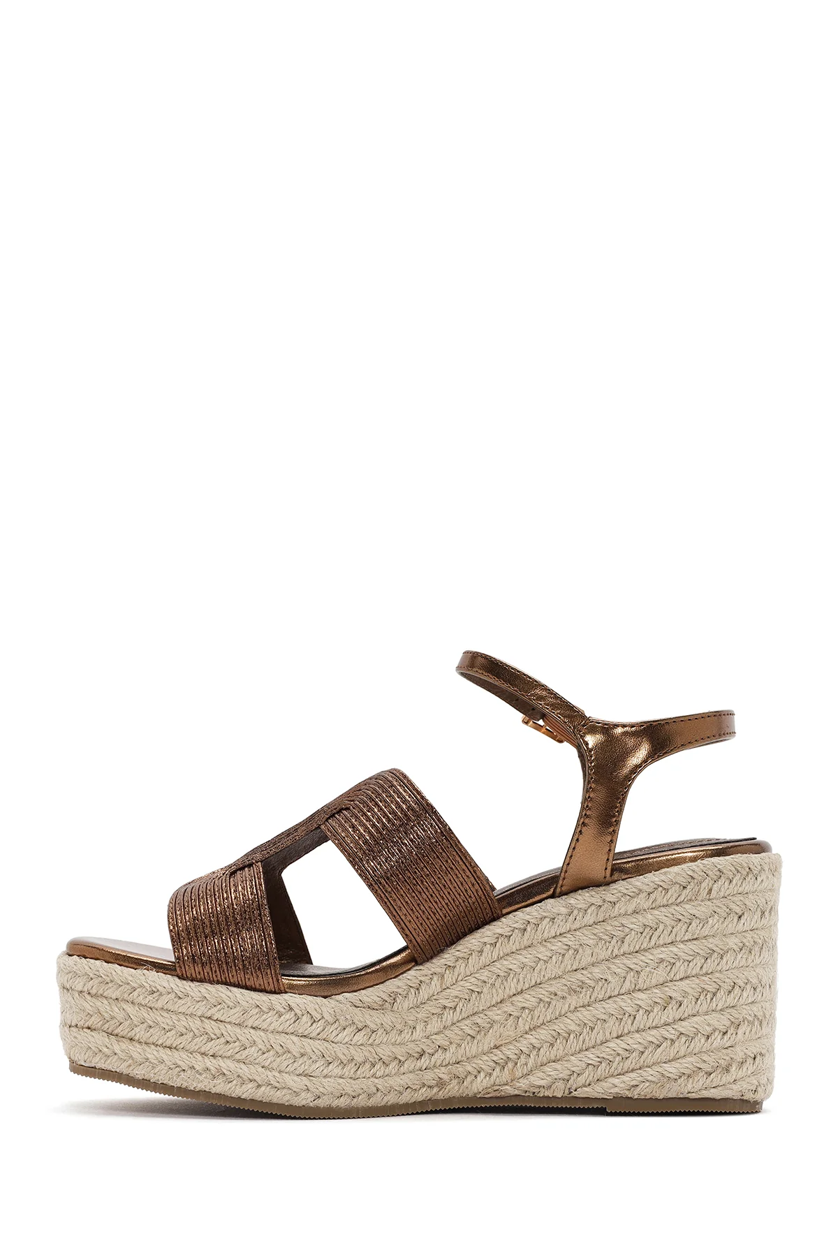 Kadın Bronz Bilekten Bantlı Dolgu Topuklu Espadril - Image 3