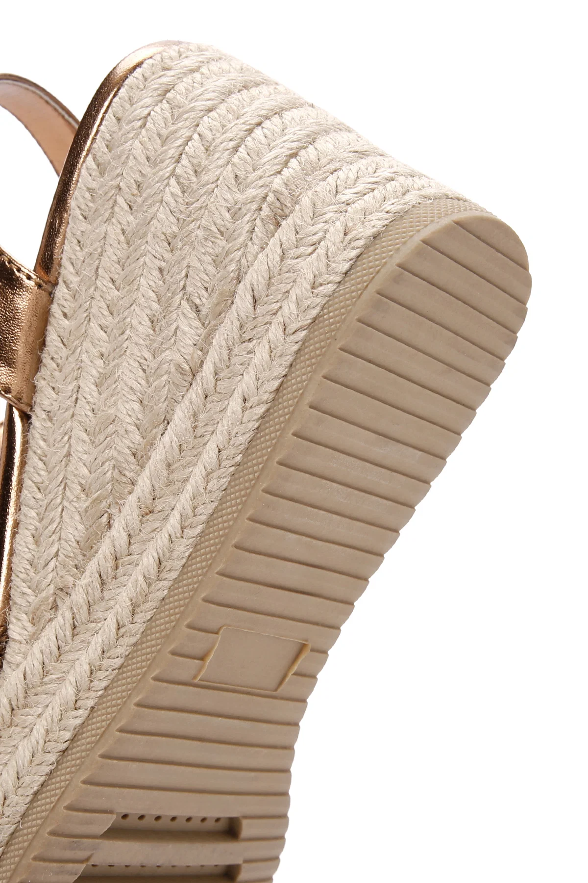 Kadın Bronz Bilekten Bantlı Metalik Dolgu Topuklu Espadril - Image 10