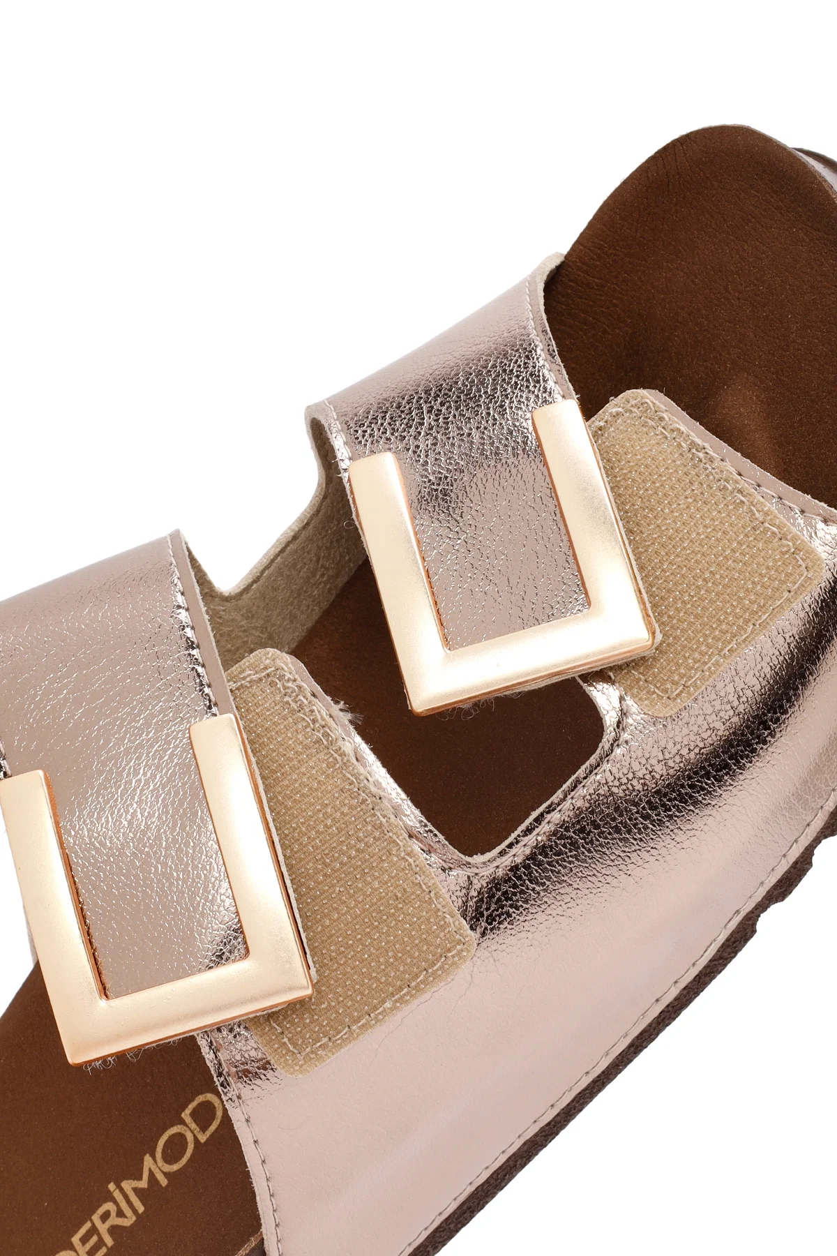 Kadın Bronz Çift Tokalı Comfort Terlik - Image 12
