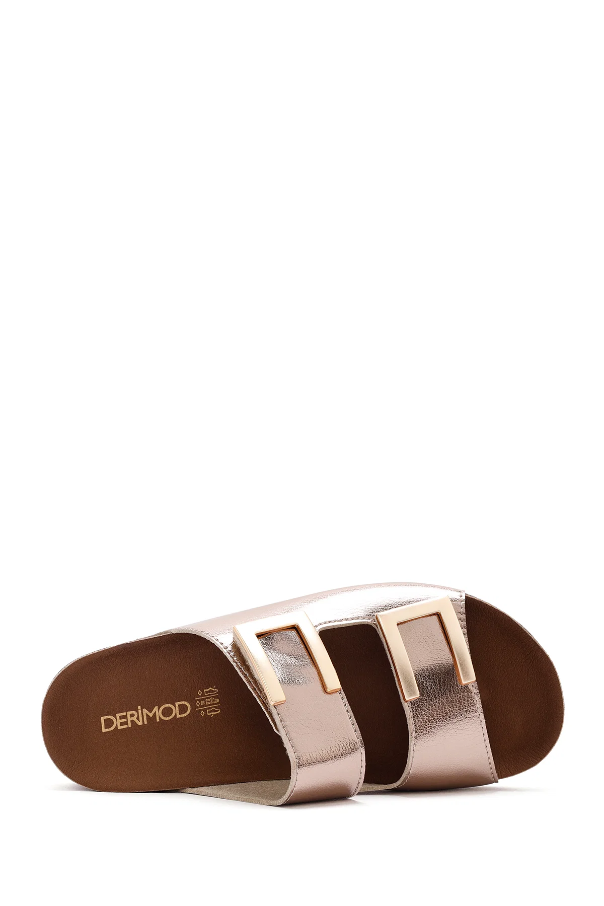 Kadın Bronz Çift Tokalı Comfort Terlik - Image 5