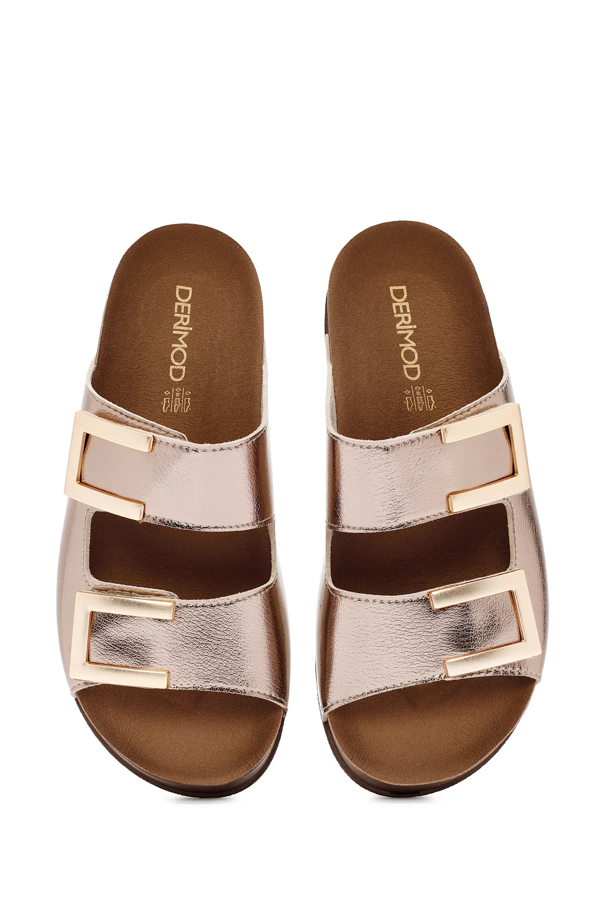 Kadın Bronz Çift Tokalı Comfort Terlik - Image 8