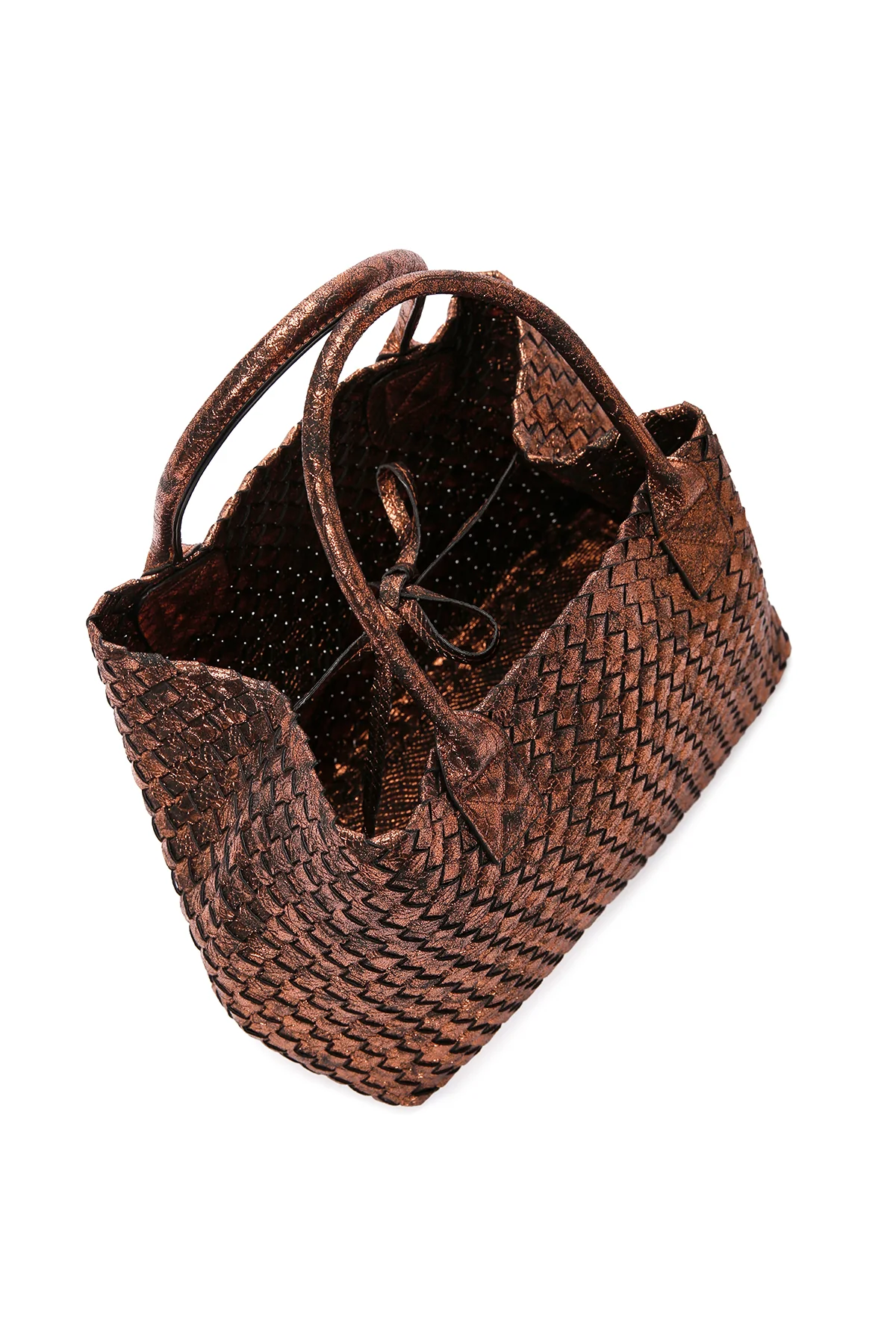 Kadın Bronz Örgü Omuz Çantası - Image 3