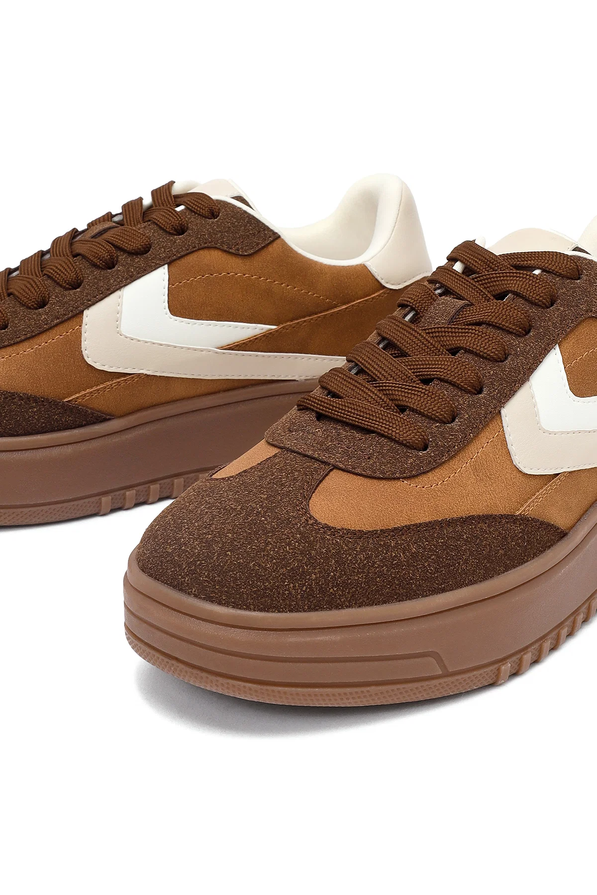 Kadın Camel Bağcıklı Kalın Tabanlı Sneaker - Image 10