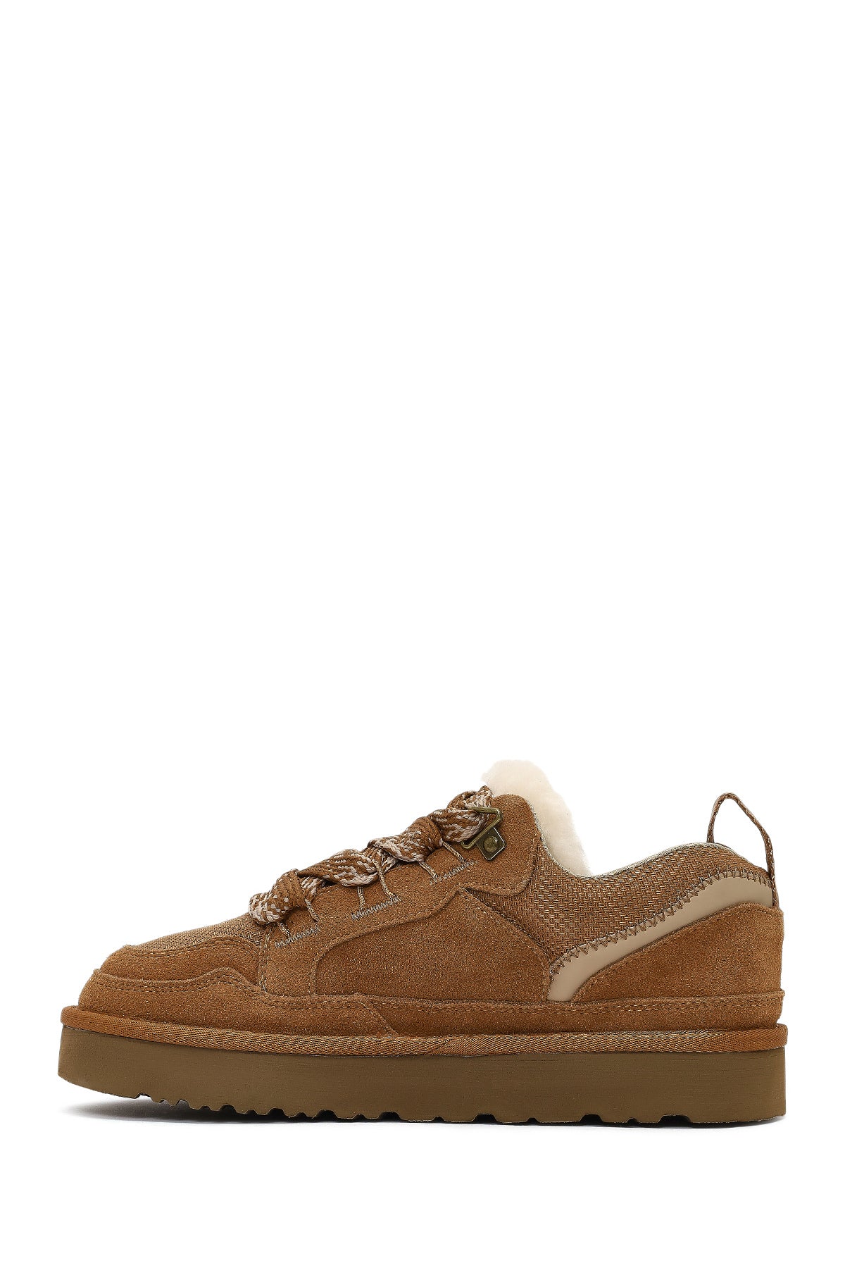 Kadın Camel Bağcıklı Kalın Tabanlı Tüylü Süet Deri Teddy Sneaker - Image 2