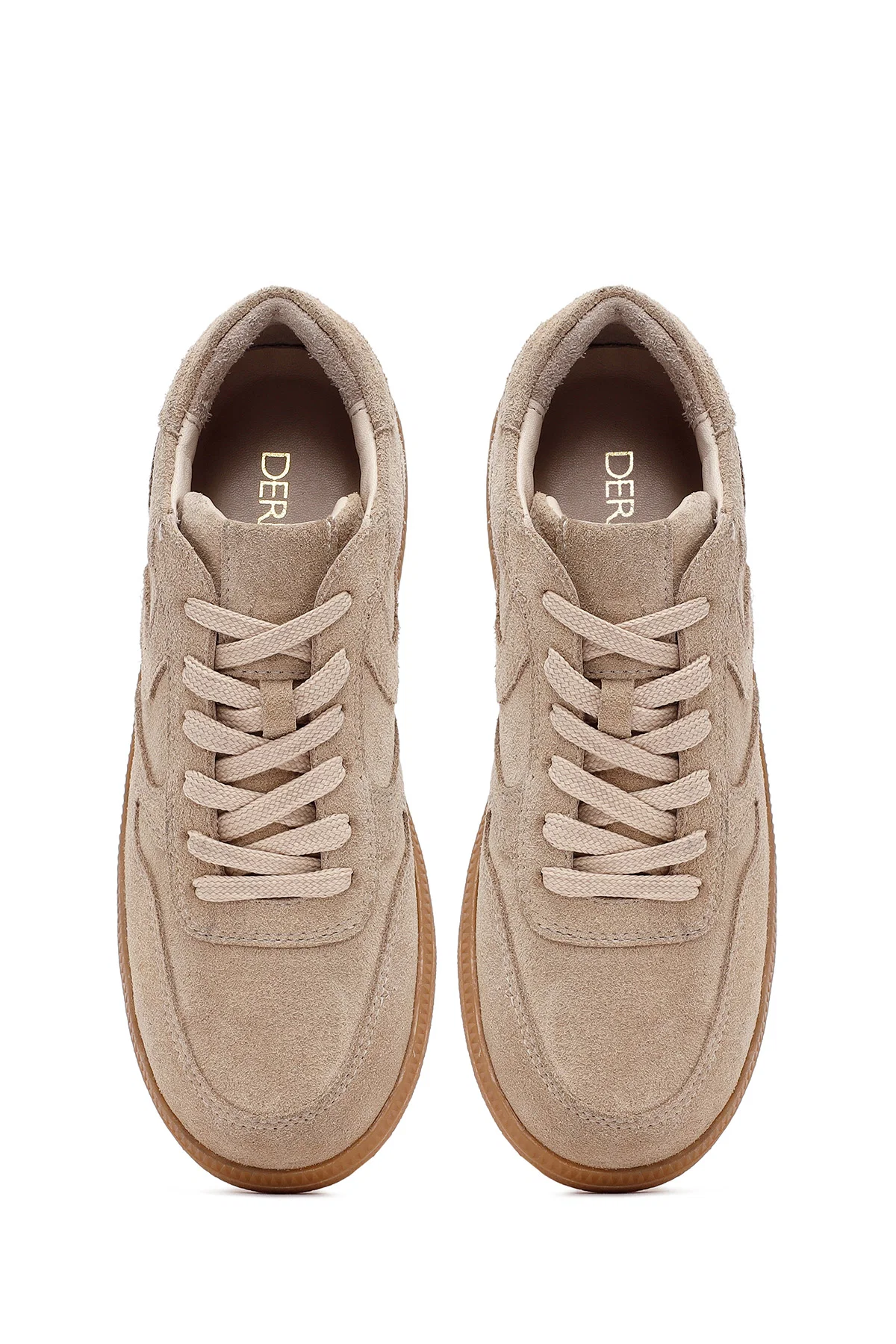 Kadın Camel Bağcıklı Süet Deri Sneaker - Image 7