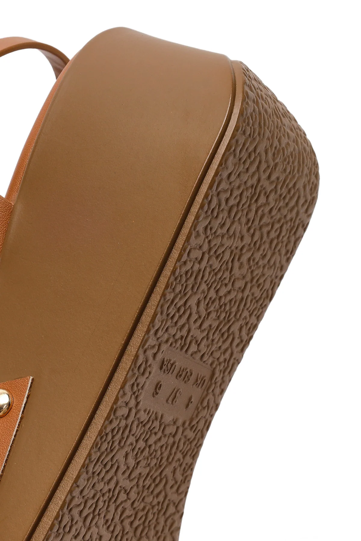 Kadın Camel Bilekten Tokalı Dolgu Topuklu Sandalet - Image 9