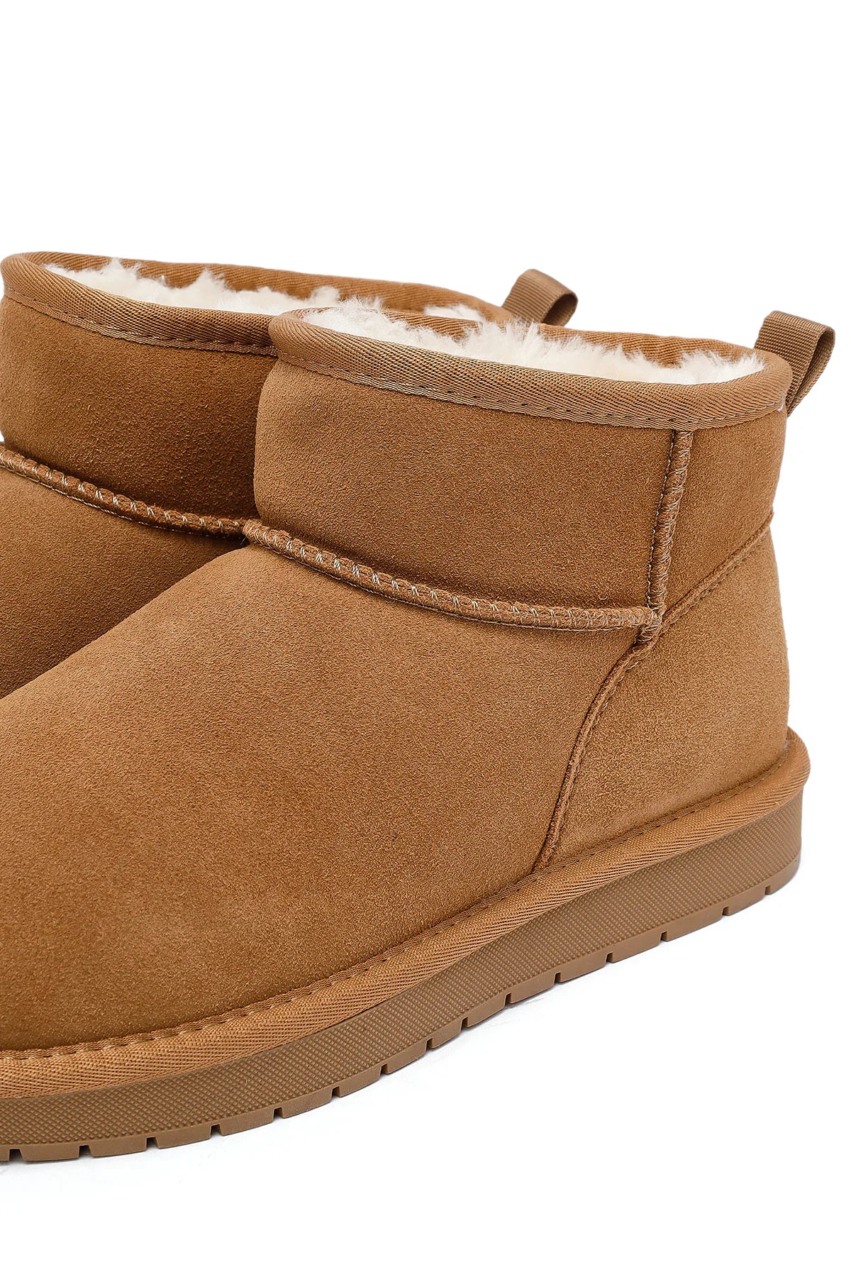 Kadın Camel Kürklü Süet Deri Teddy Bot - Image 11