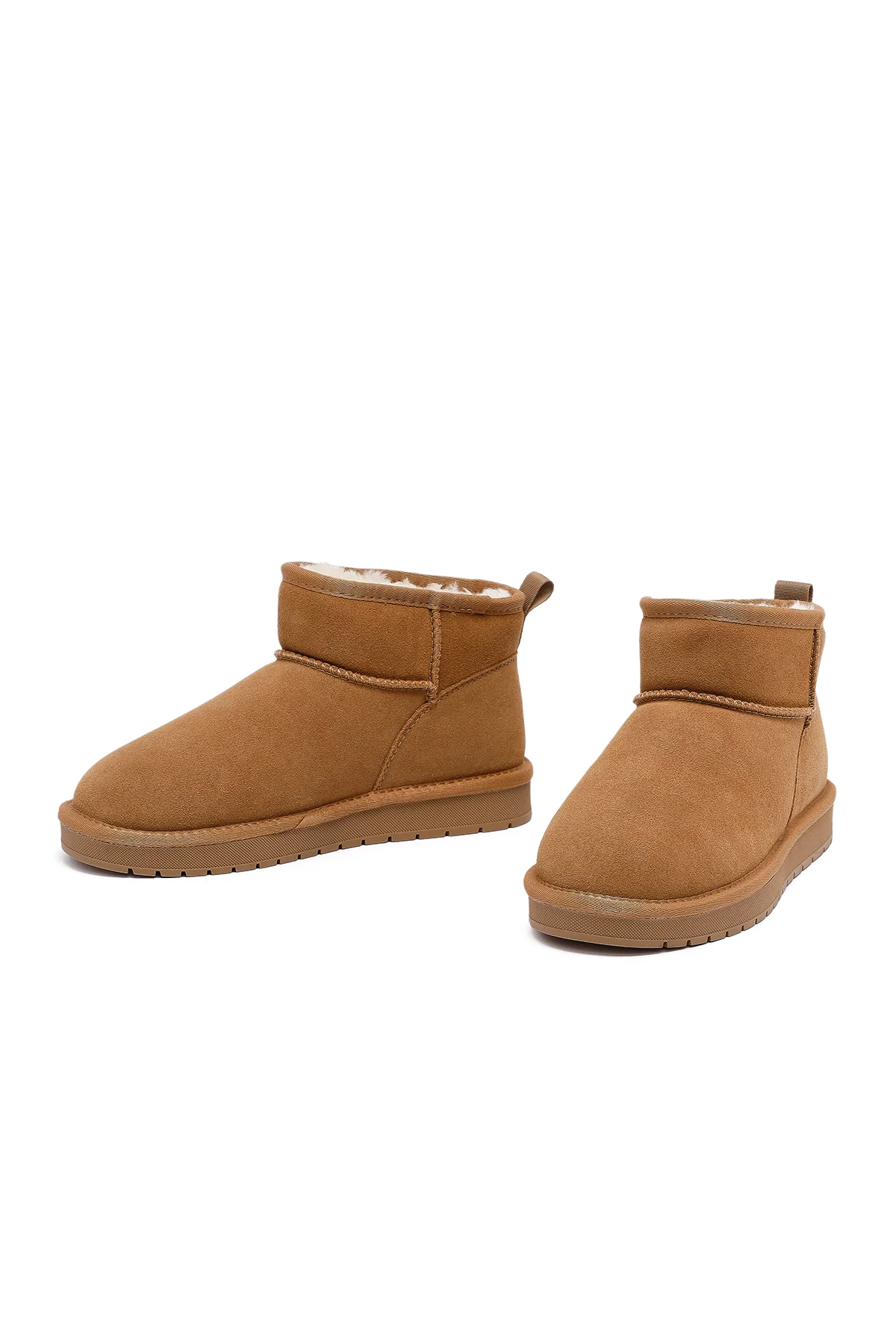 Kadın Camel Kürklü Süet Deri Teddy Bot - Image 3