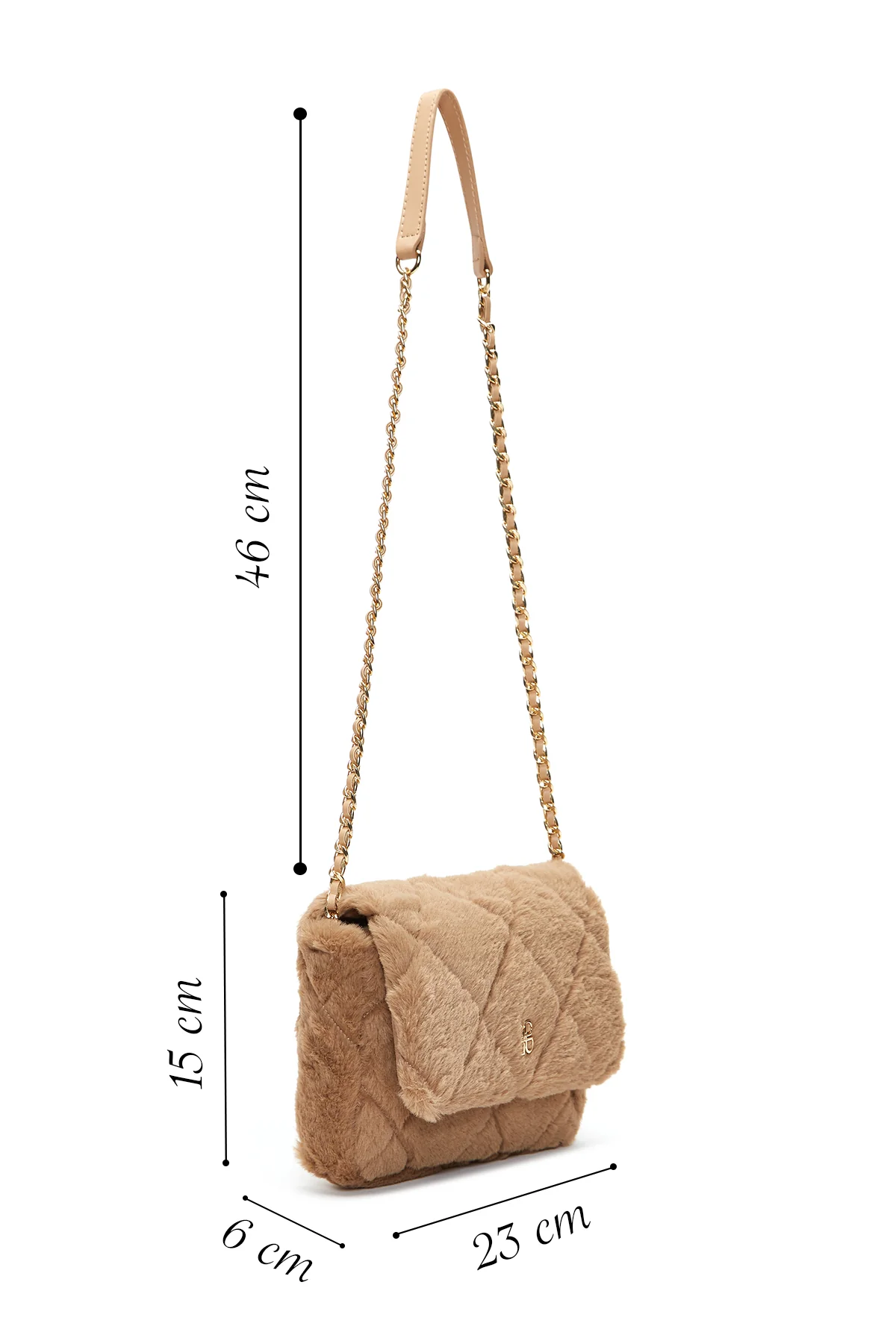 Kadın Camel Peluş Omuz Çantası - Image 2