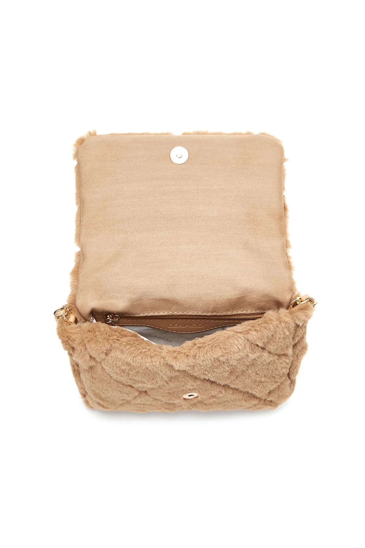 Kadın Camel Peluş Omuz Çantası - Image 6