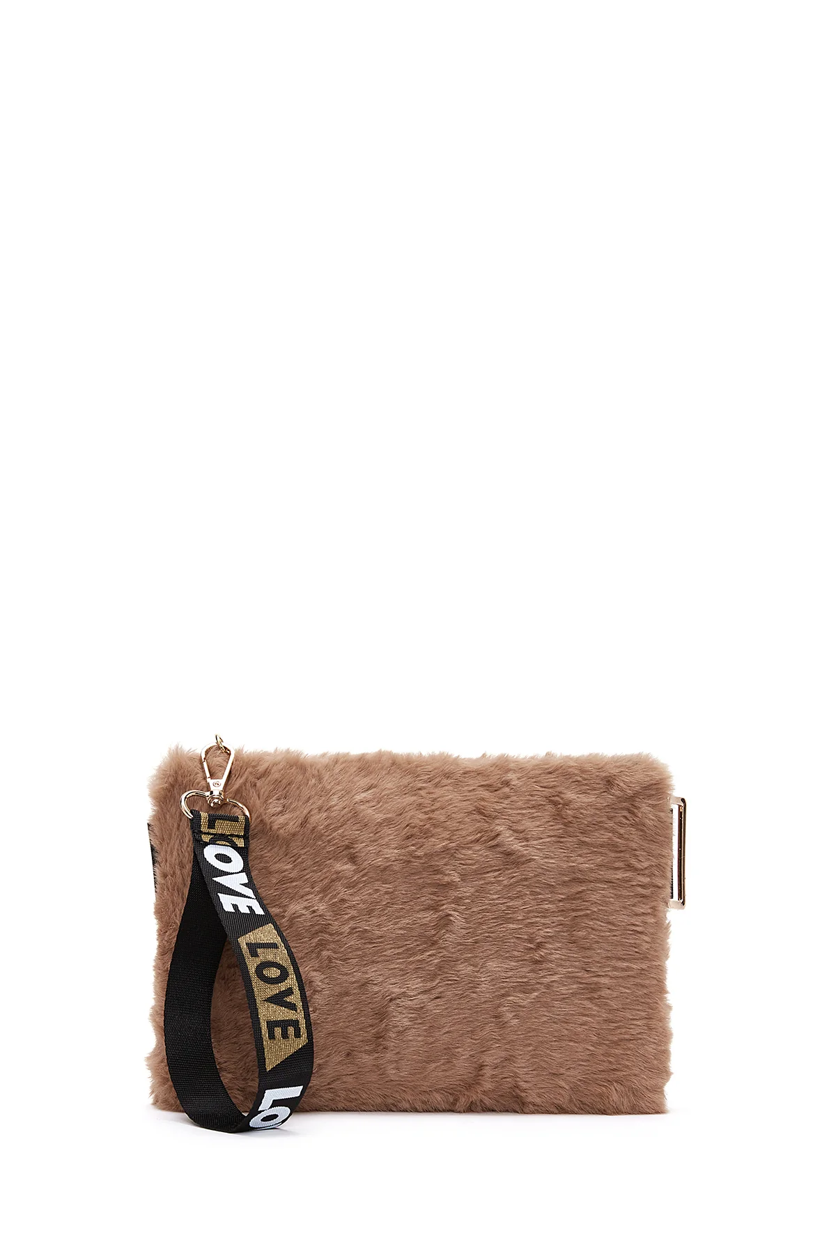 Kadın Camel Peluş Portföy Çanta - Image 3