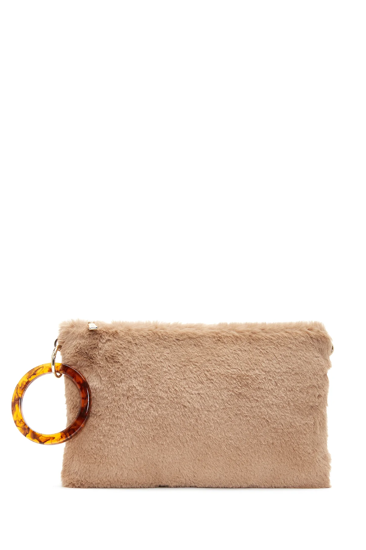 Kadın Camel Peluş Portföy Çanta - Image 3
