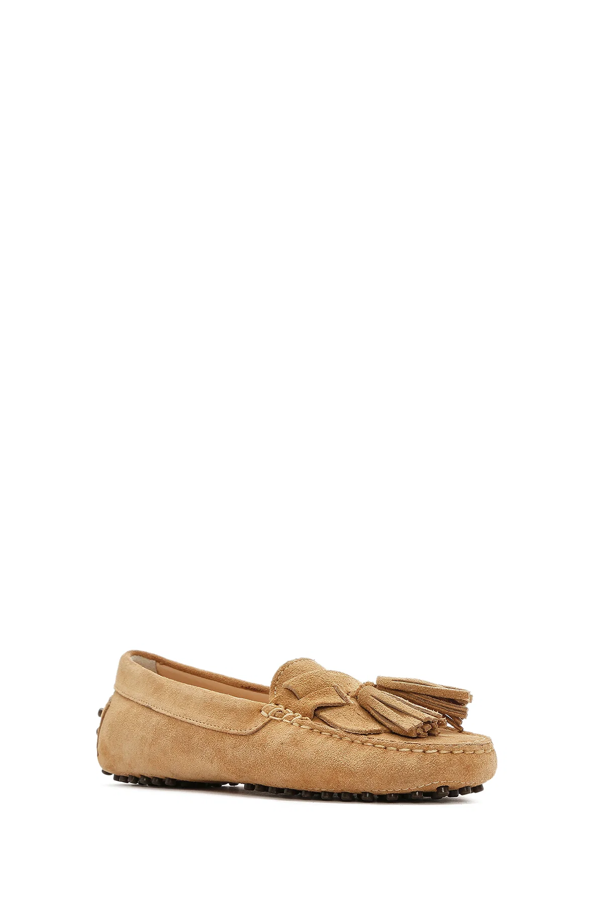 Kadın Camel Püsküllü Süet Deri Loafer - Image 6