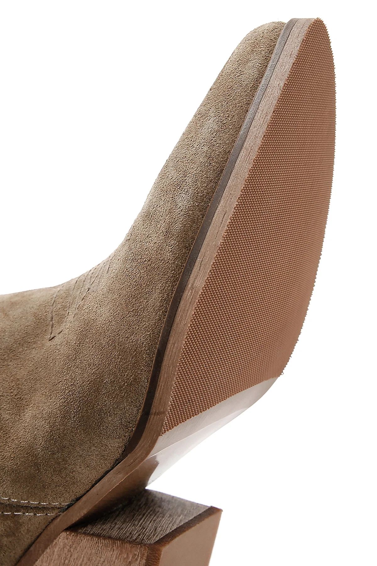 Kadın Camel Süet Deri Kovboy Western Topuklu Çizme - Image 10
