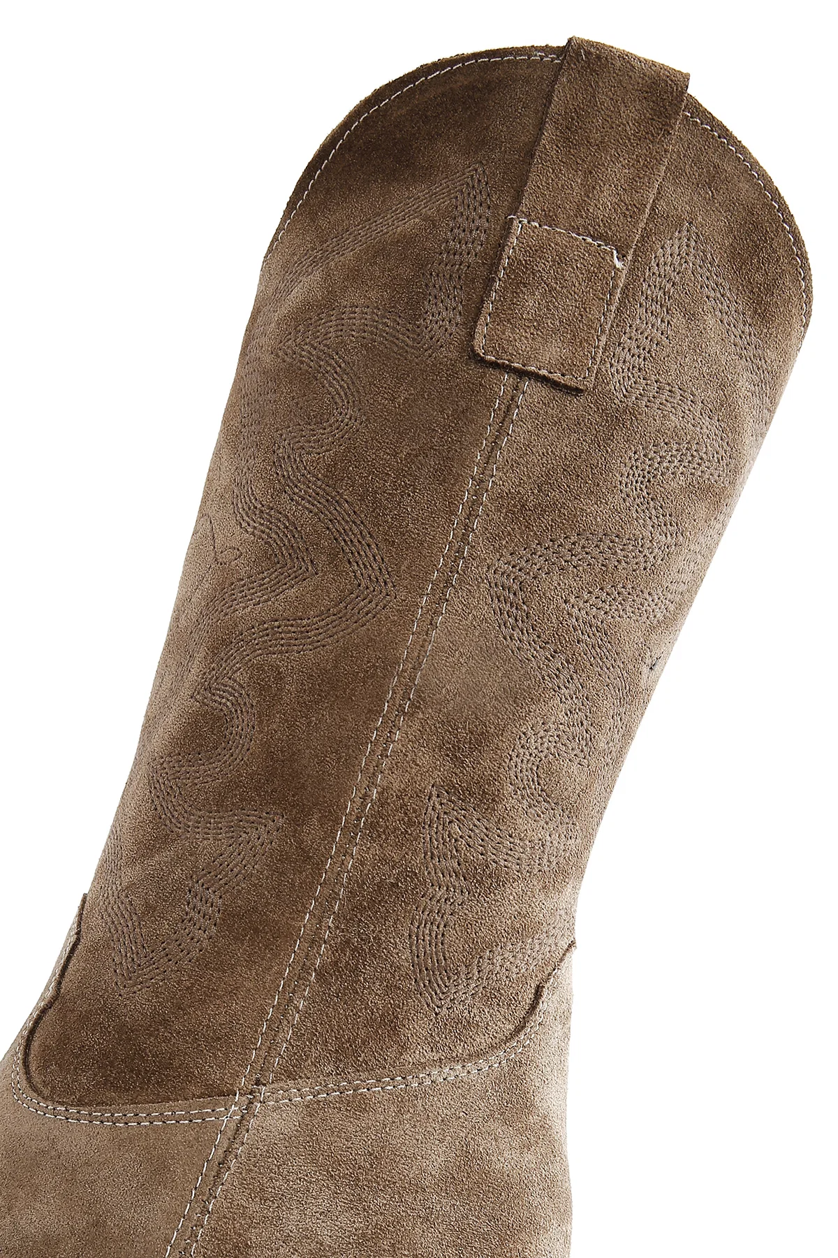 Kadın Camel Süet Deri Kovboy Western Topuklu Çizme - Image 8
