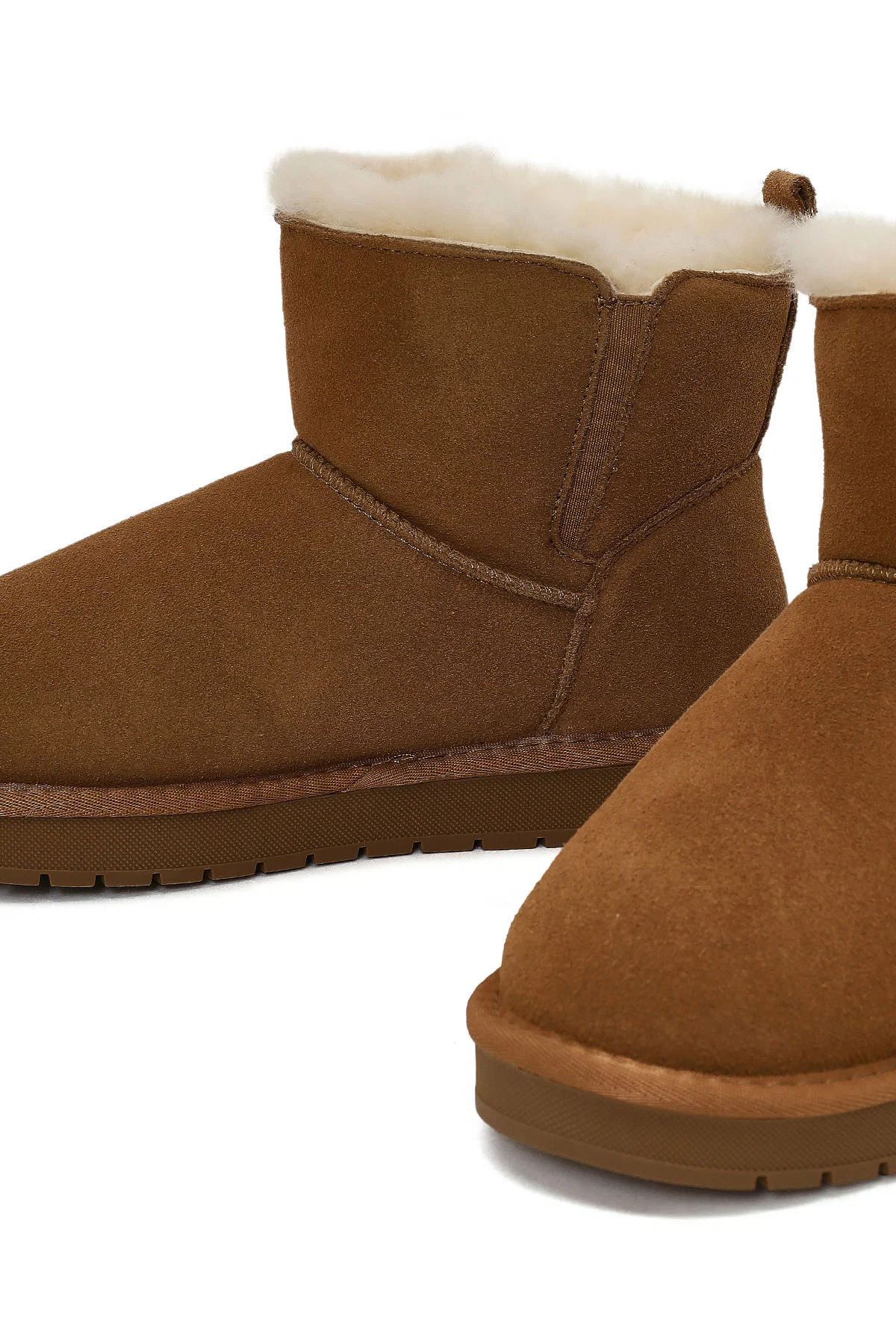 Kadın Camel Süet Deri Teddy Bot - Image 10