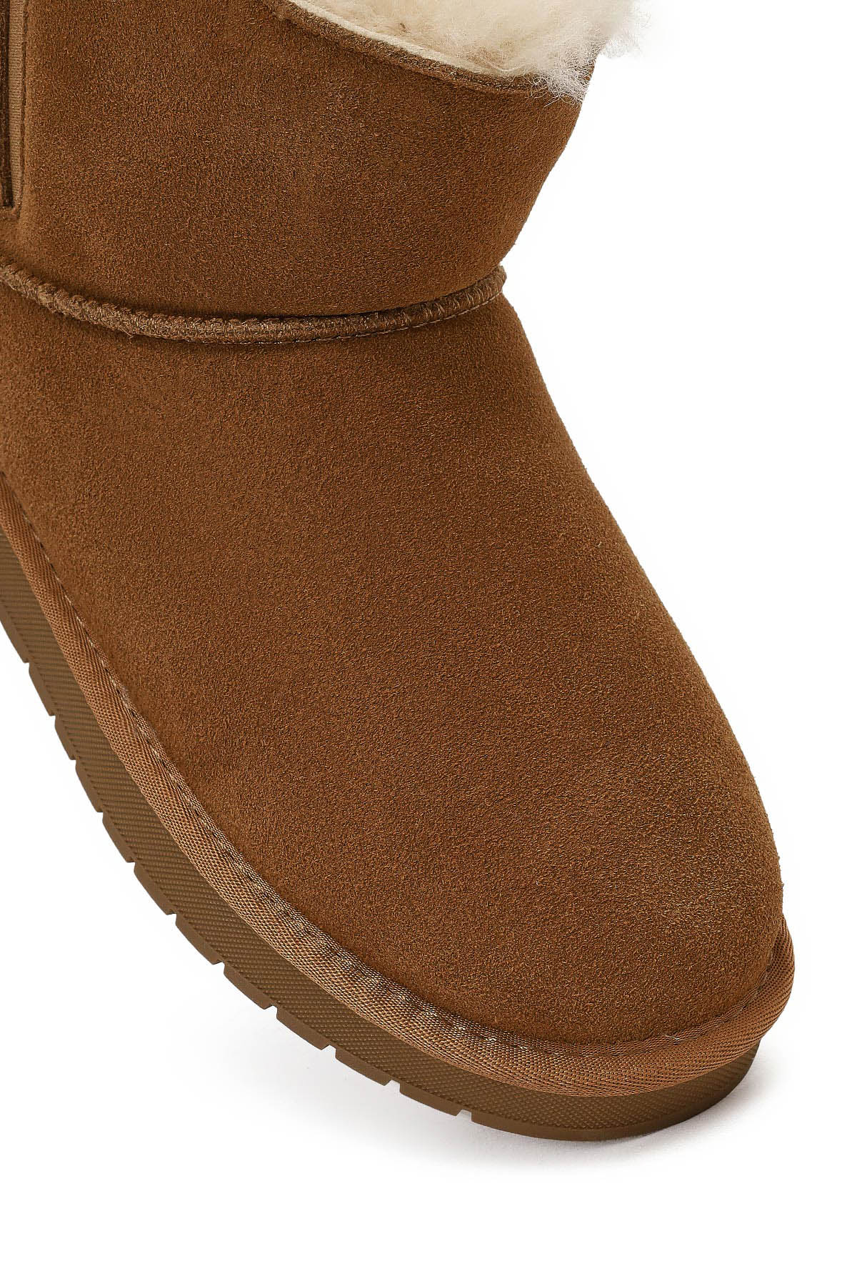 Kadın Camel Süet Deri Teddy Bot - Image 13